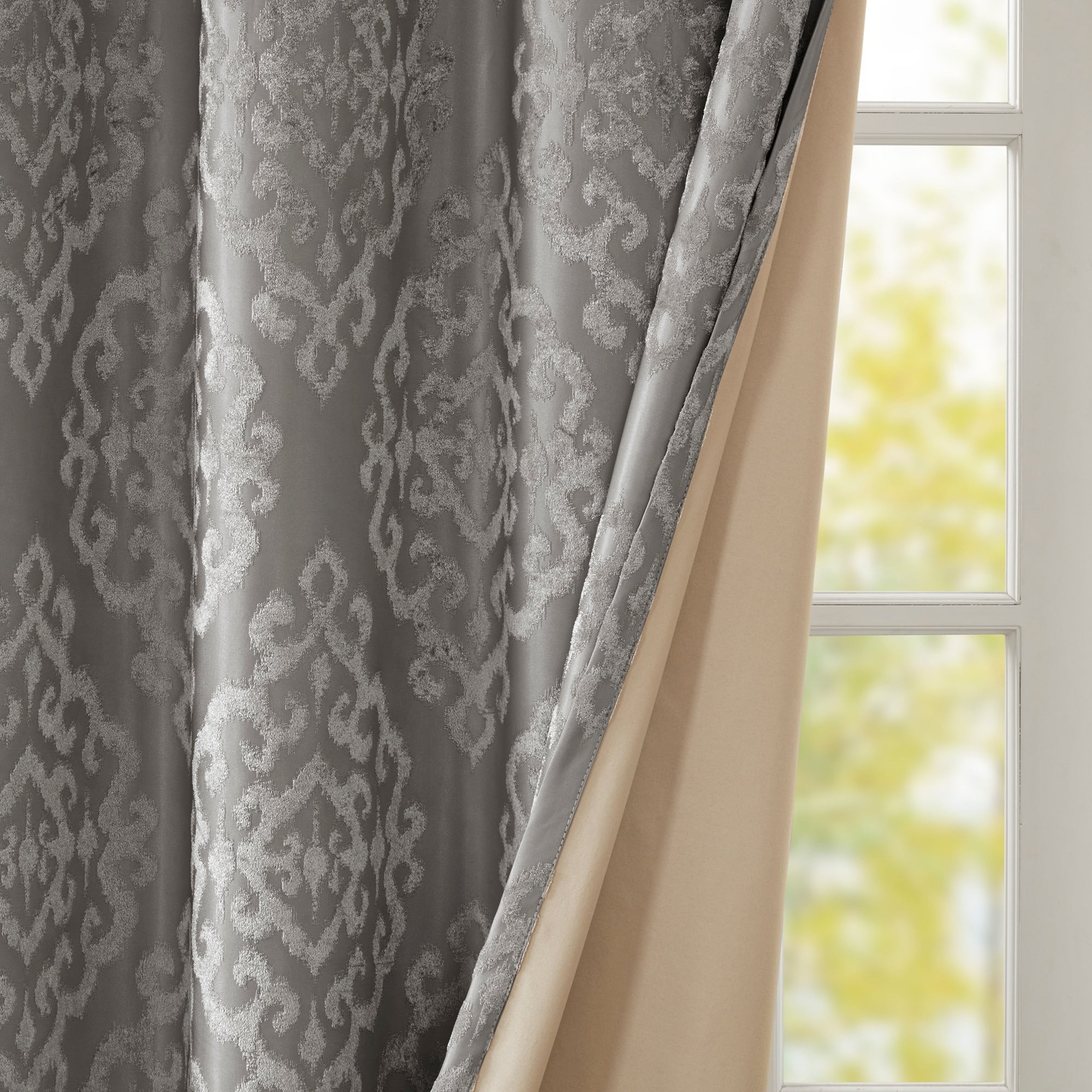 SunSmart Mirage Knitted Jacquard Total Blackout Grommet Window Curtain Panel