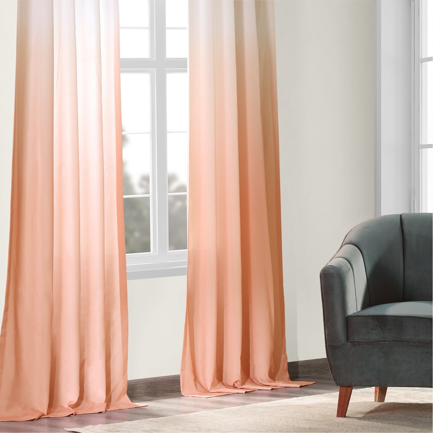 Exclusive Fabrics Ombre Faux Linen Light Filtering Curtains (1 Panel) - Lightweight Elegance, Natural Light Enhancement