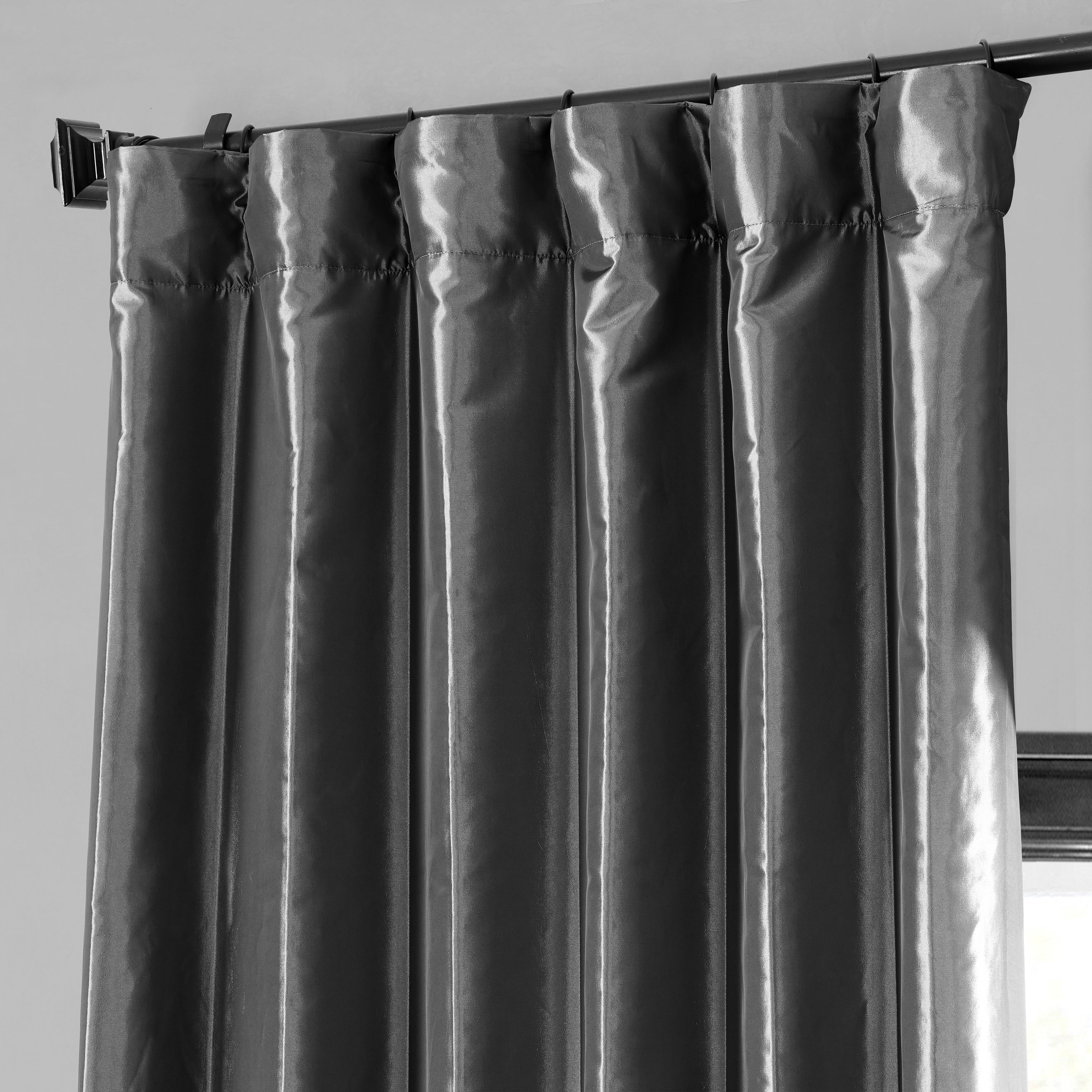 Exclusive Fabric Faux Silk Taffeta Solid Blackout Curtain (1 Panel)