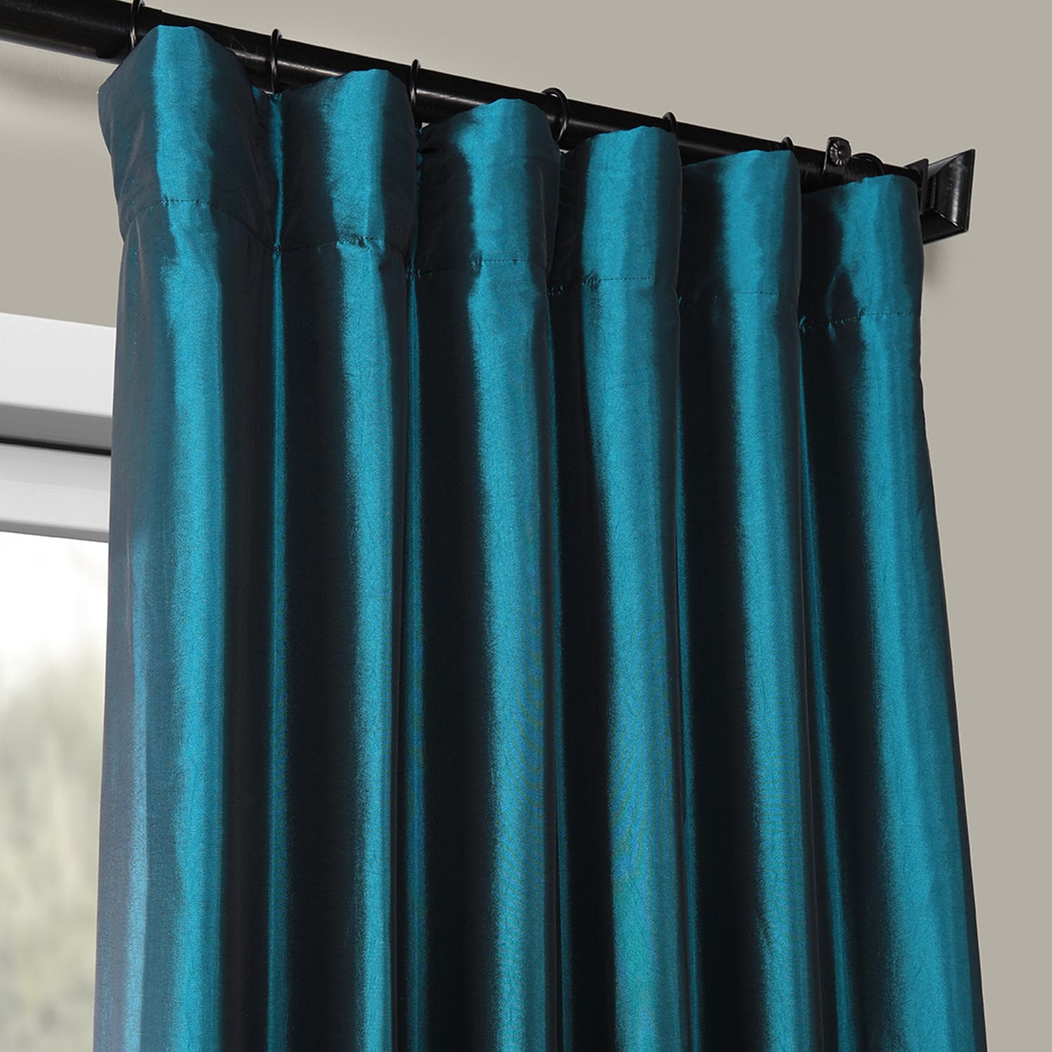 Exclusive Fabric Faux Silk Taffeta Solid Blackout Curtain (1 Panel)