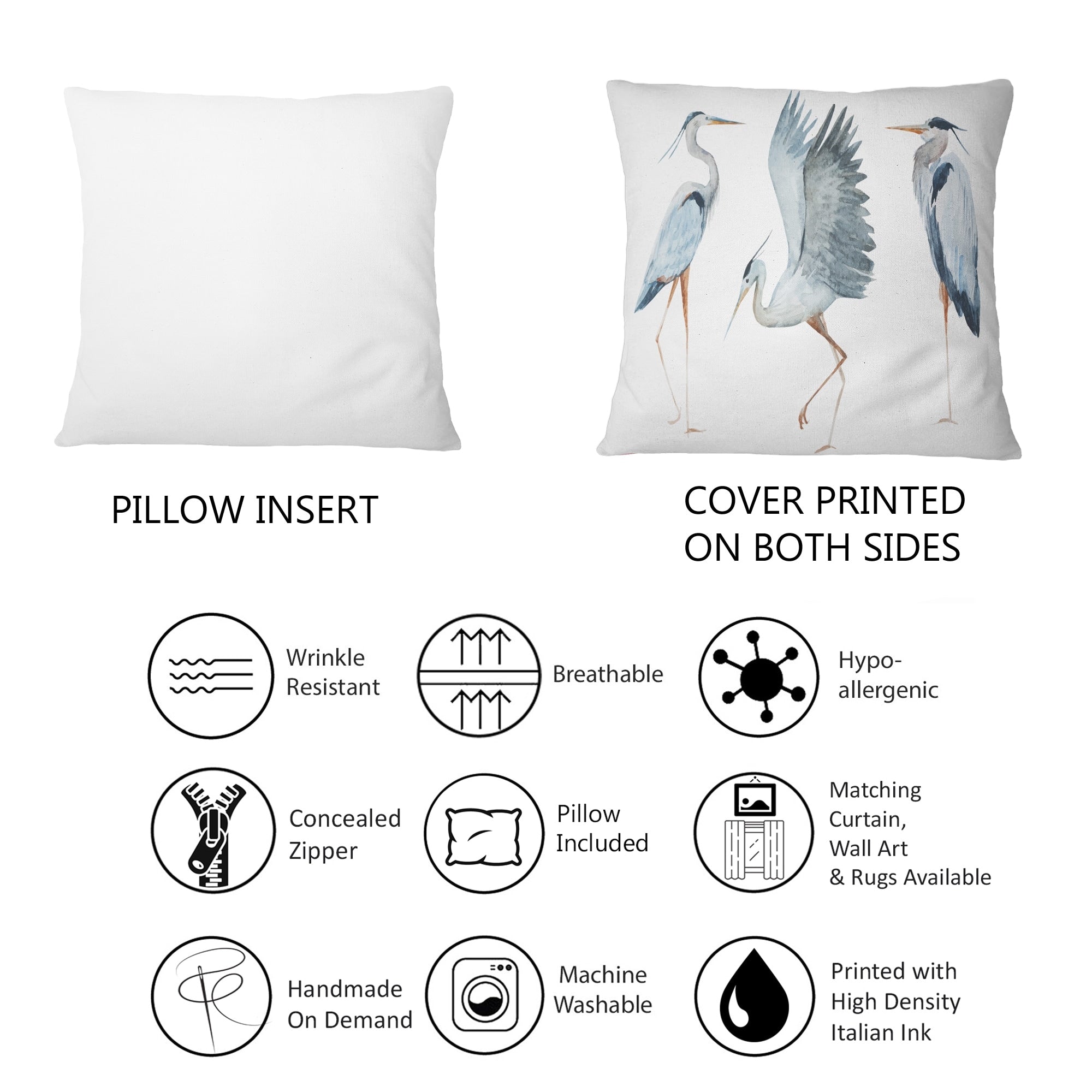 Designart 'Heron Birds II' Traditional Printed Throw Pillow