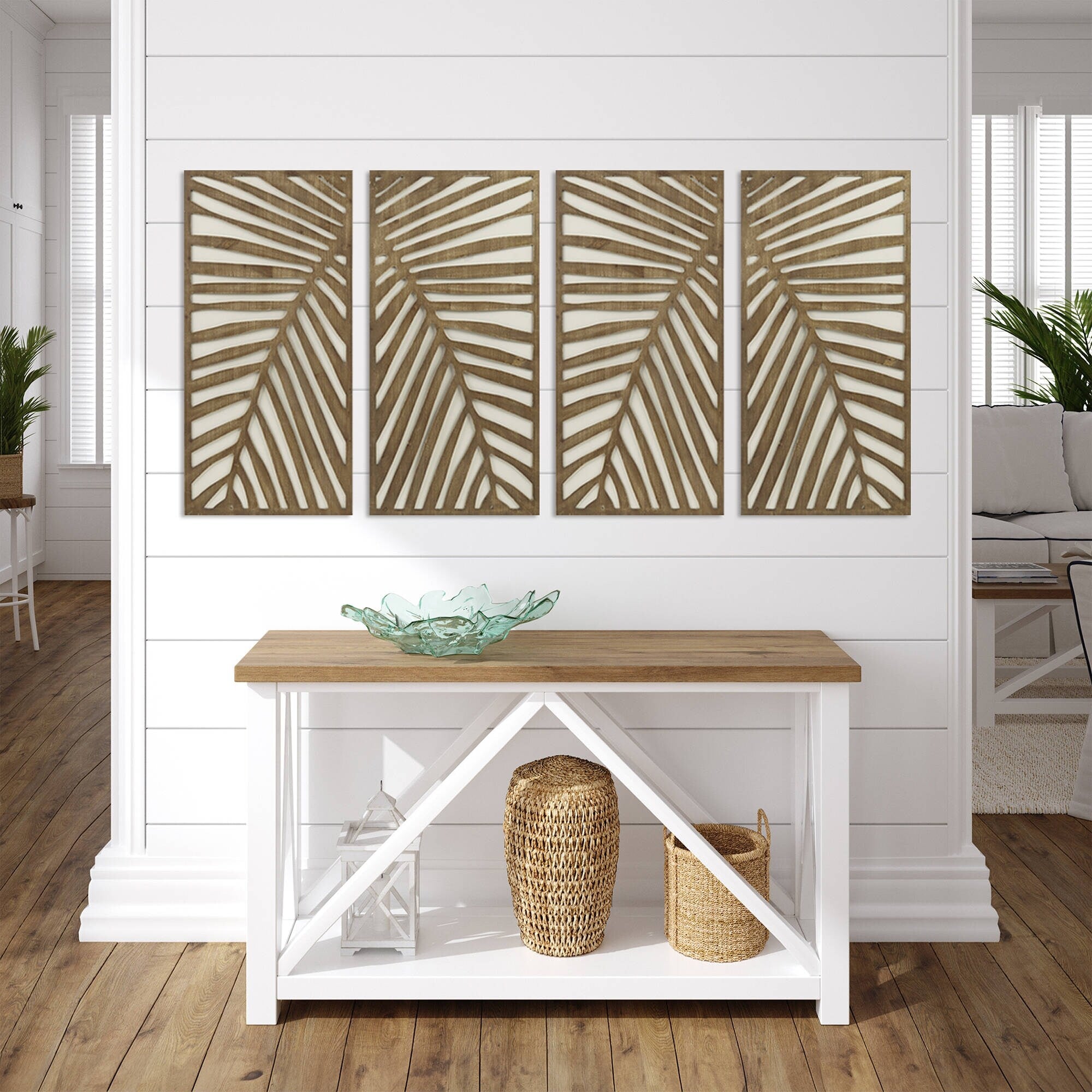 Madison Park Birch Palms Two-tone Wood Panel Wall Décor (Set of 2)