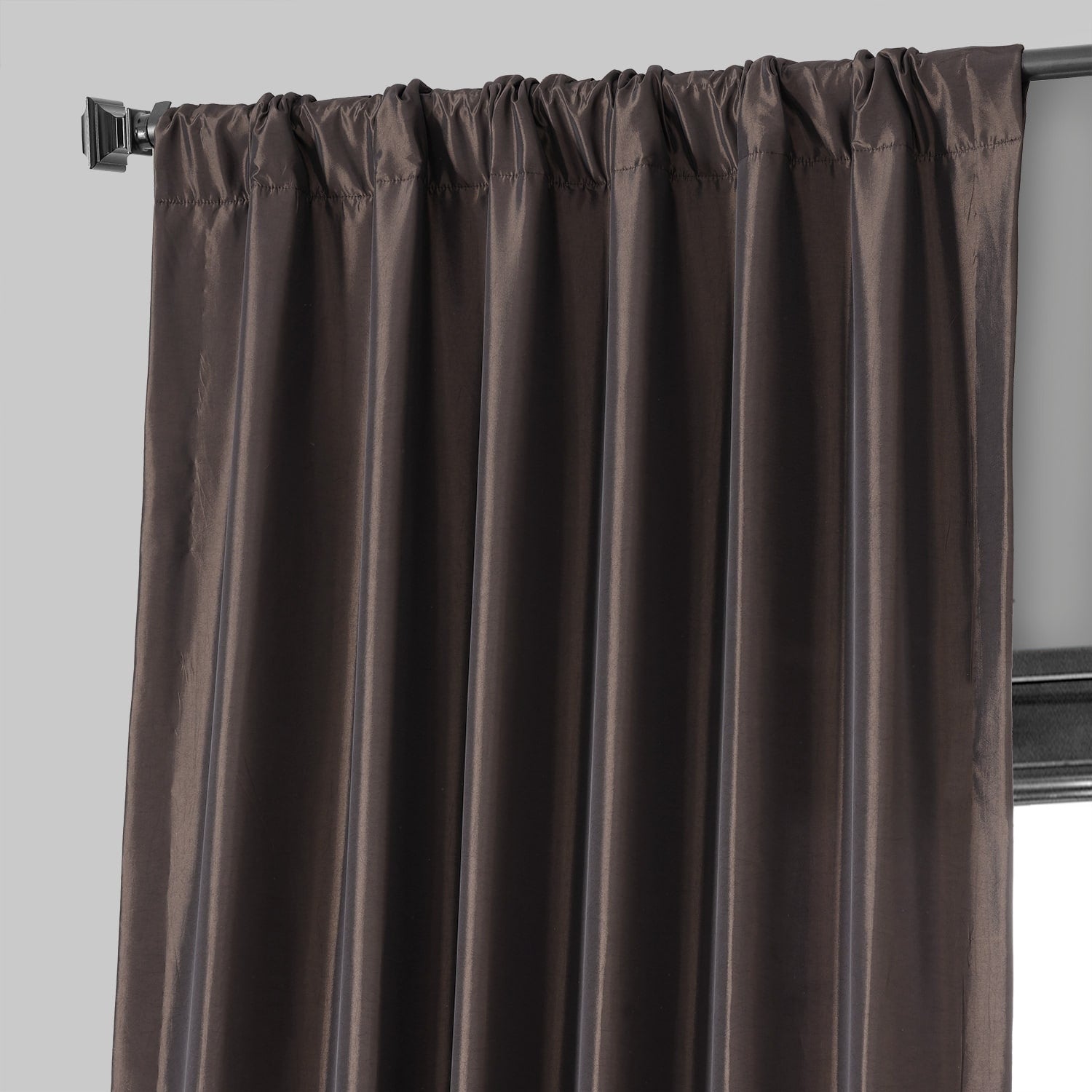 Exclusive Fabric Faux Silk Taffeta Solid Blackout Curtain (1 Panel)