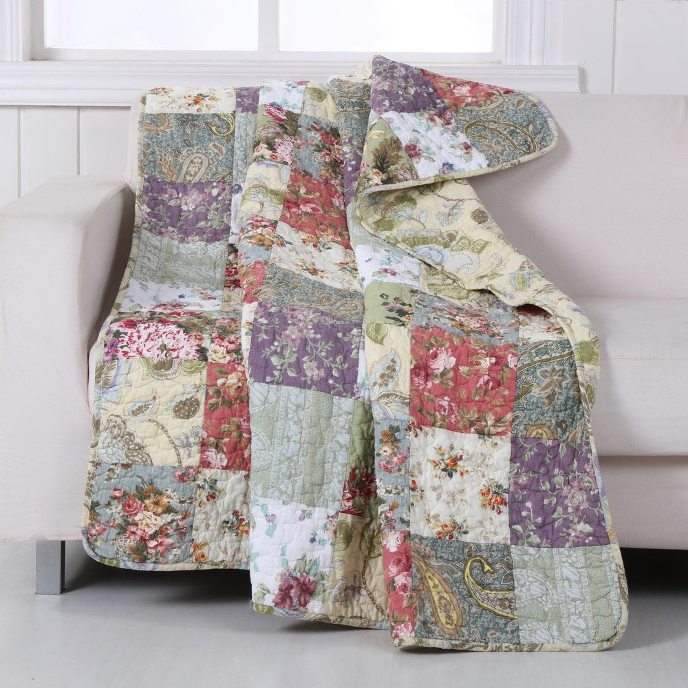 Greenland Home Fashions Blooming Prairie 100% Cotton Authentic Patchwork Throw Quilt