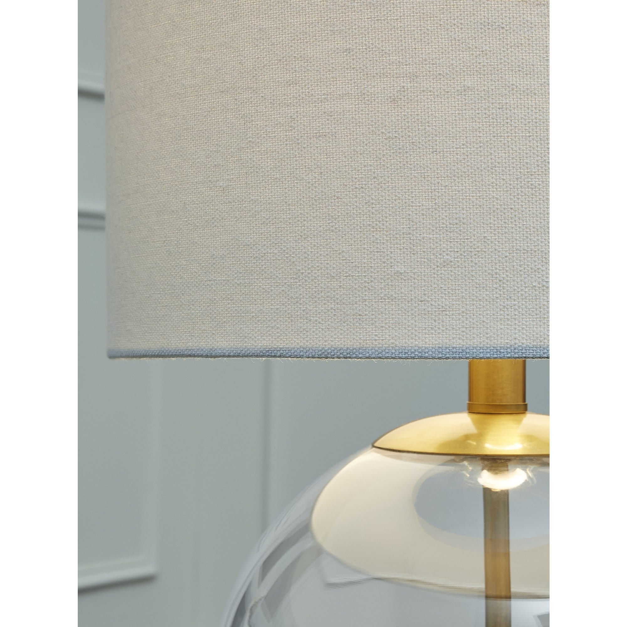 Ashley Furniture Samder Clear & Brass Glass Table Lamp - 14W x 14D x 21H