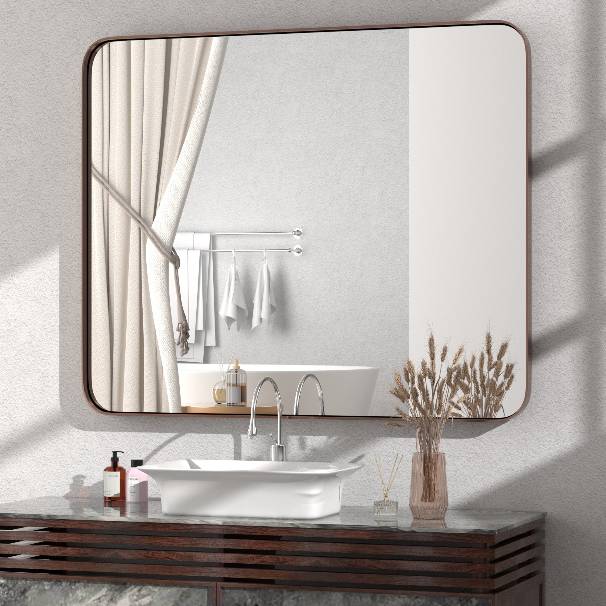 Stainless Steel Rectangular Mirror, Bathroom Mirror, Dressing Mirror, Wall Mirror, Decorative Mirror