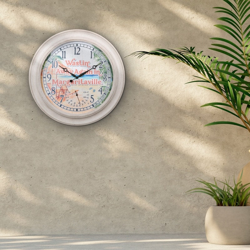 La Crosse 433-3267MVT 26.2 Outdoor Whitewash Margaritaville Clock