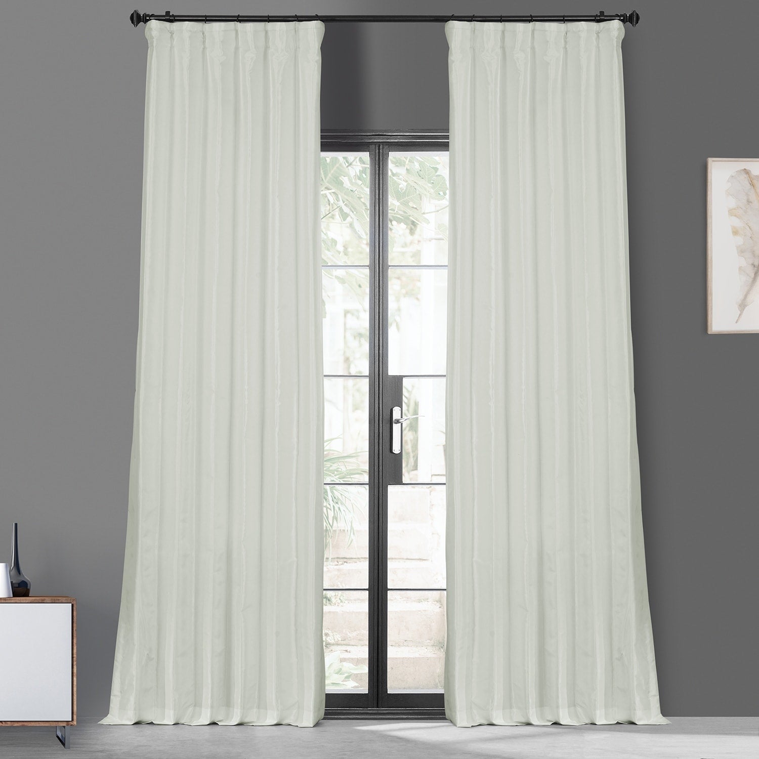 Exclusive Fabric Faux Silk Taffeta Solid Blackout Curtain (1 Panel)