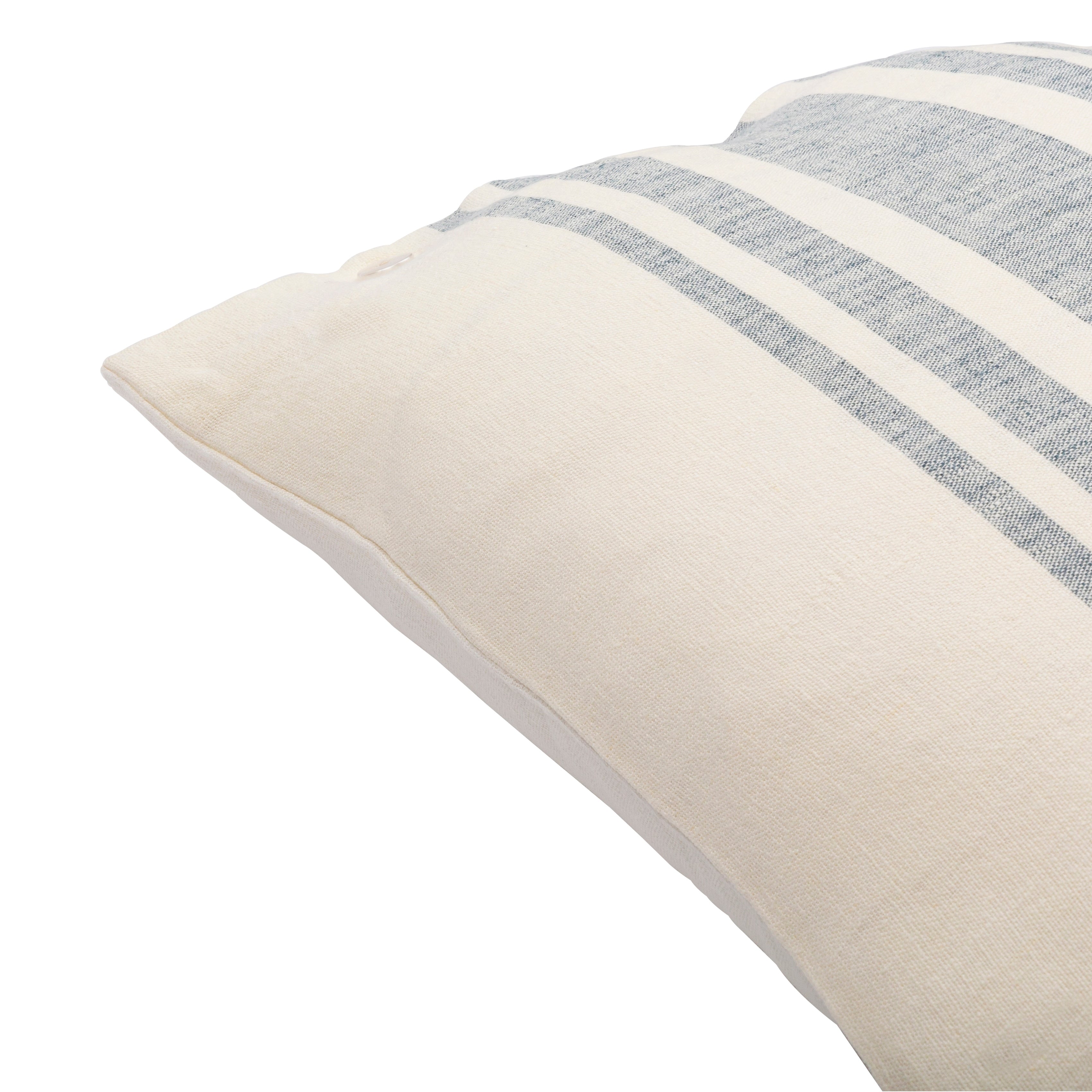 Sidrah Blue and Cream Linen Stripe Throw Pillow