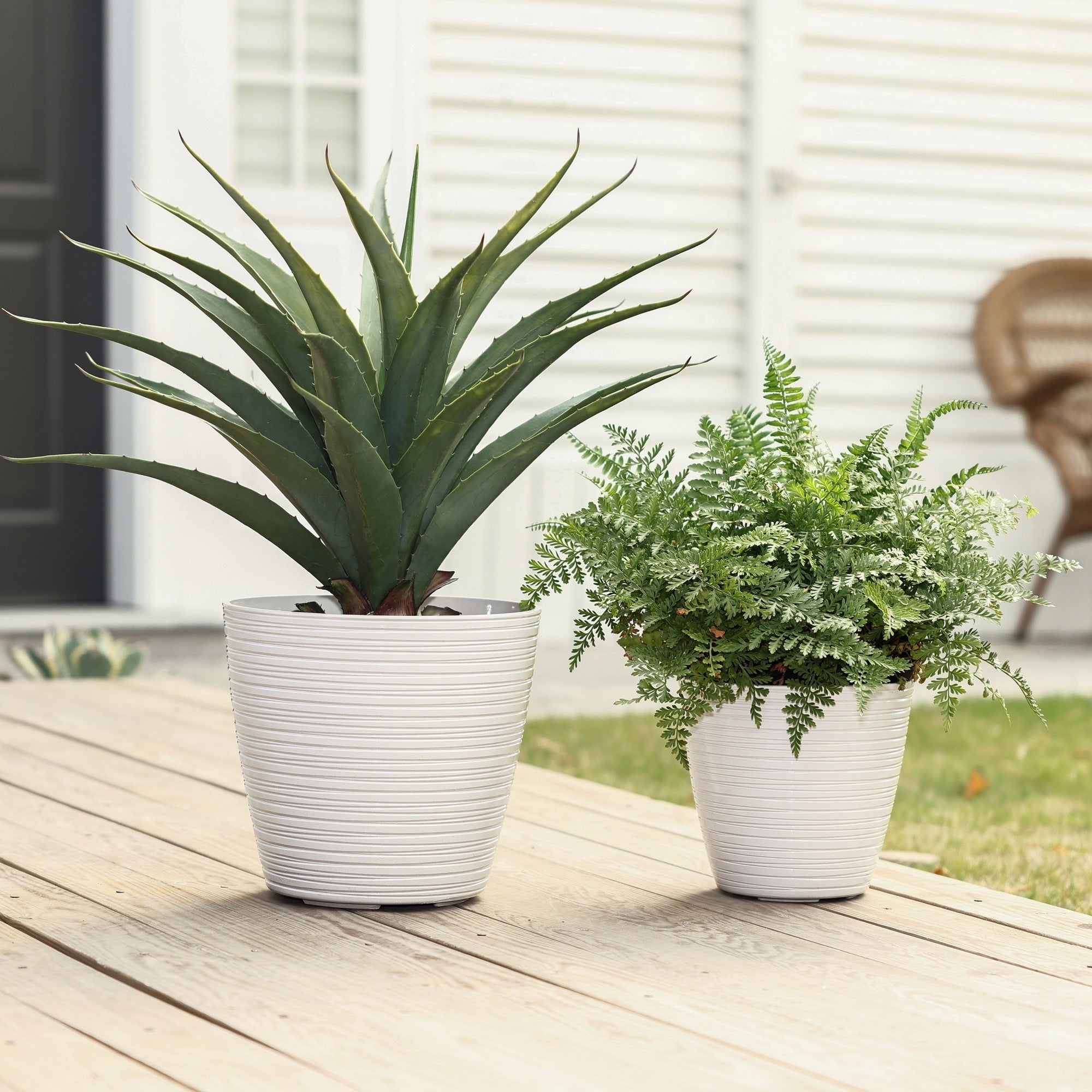 2-Piece HDPE Tapered Round Plastic Pot Planters Set