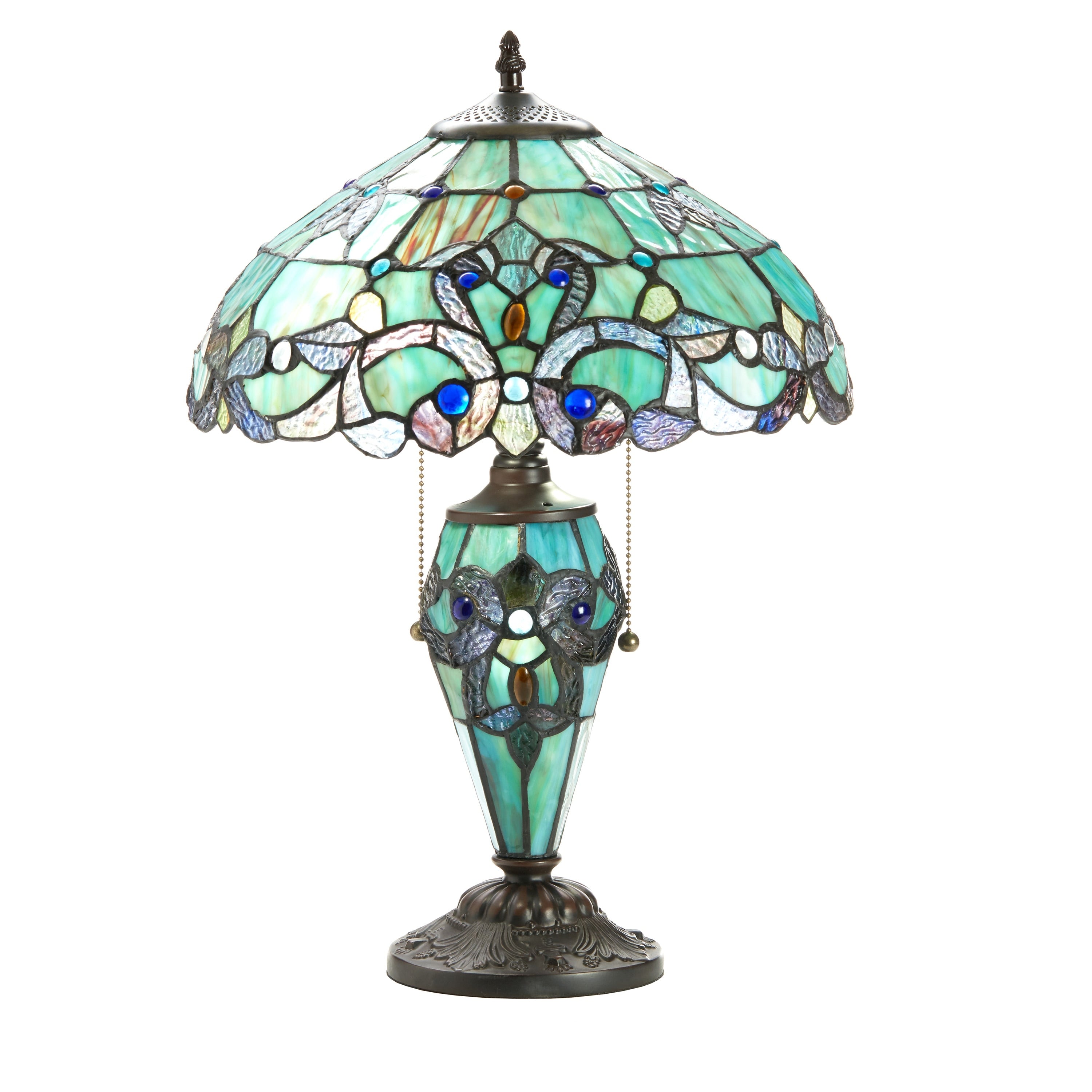 Gracewood Hollow Khelladi 20H Stained Glass Multicolored Magna Carta Table Lamp - 14L x 14W x 20H