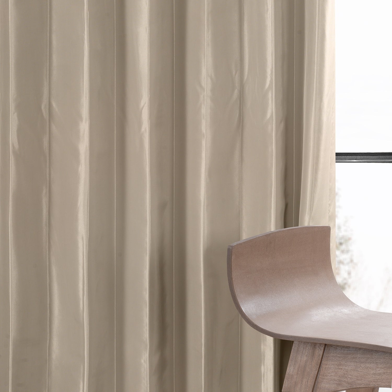 Exclusive Fabric Faux Silk Taffeta Solid Blackout Curtain (1 Panel)