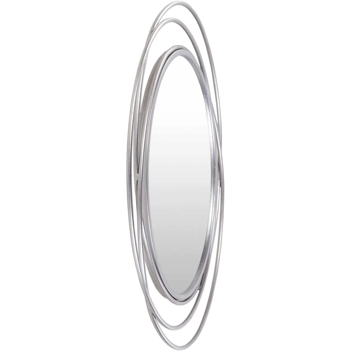 Livabliss Kindra Modern Circles Silver Round Mirror