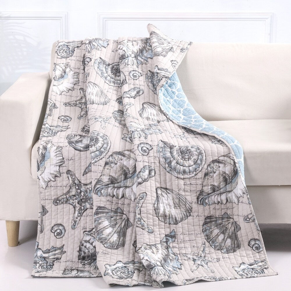 Barefoot Bungalow Cruz Coastal Quilted Throw Blanket, 50x60-inch