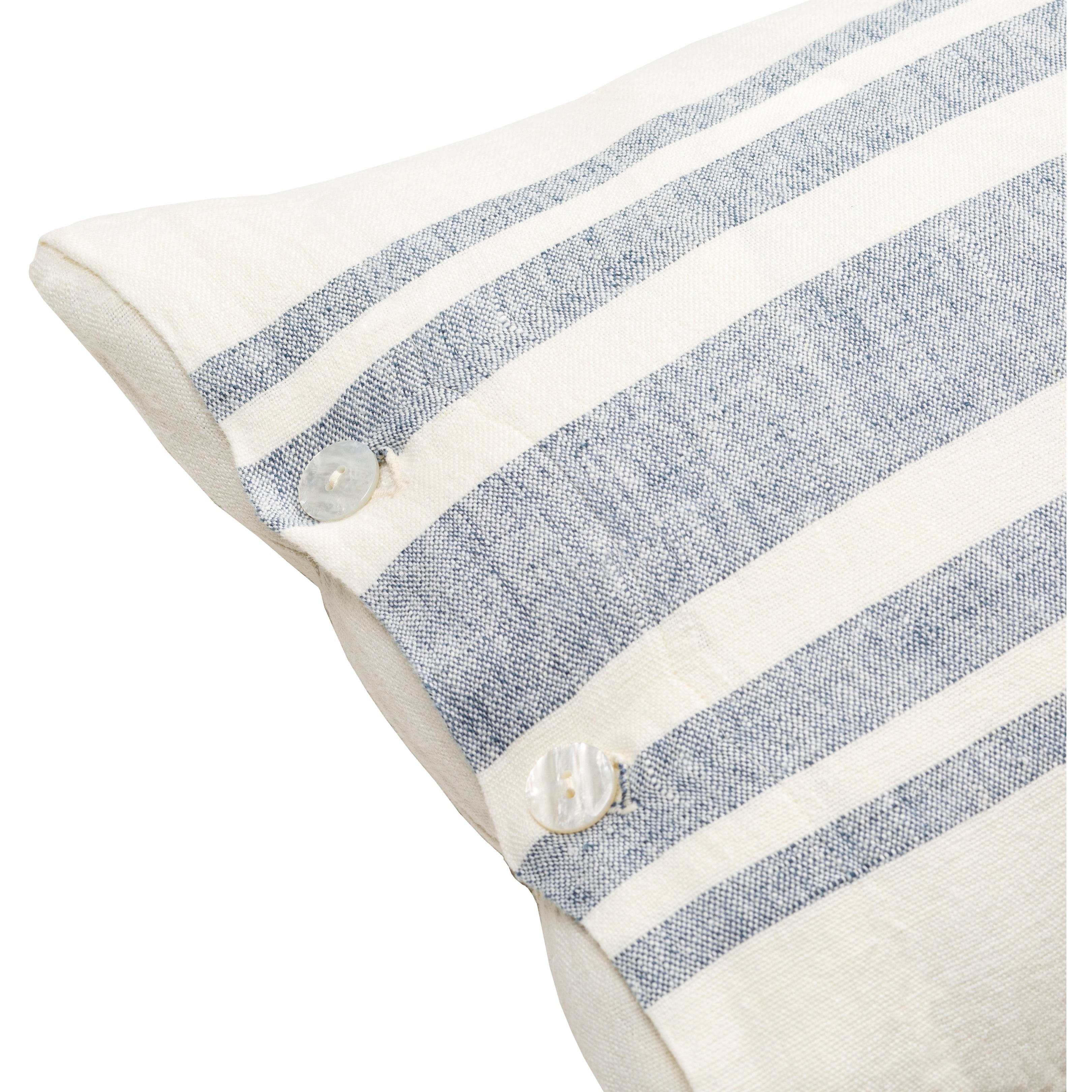 Sidrah Blue and Cream Linen Stripe Throw Pillow