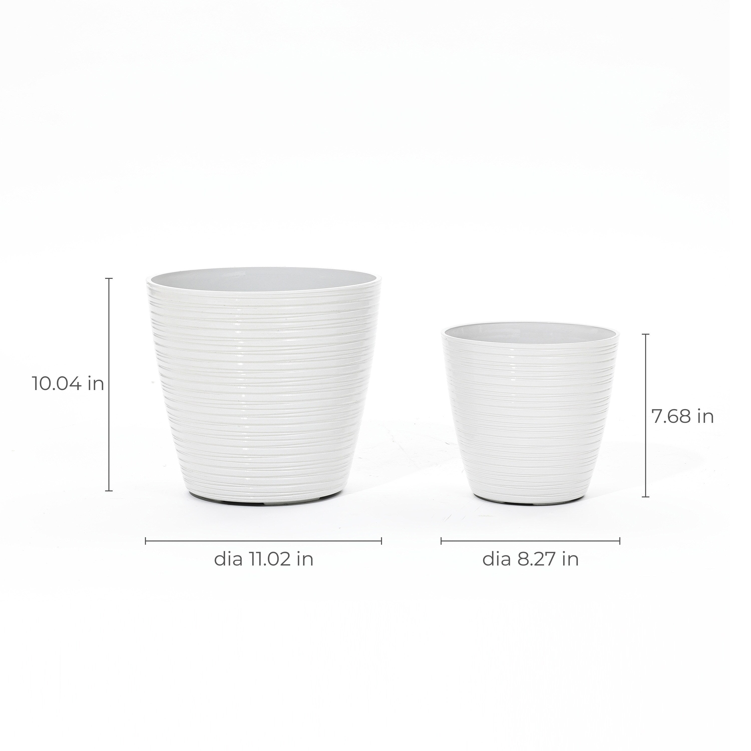 2-Piece HDPE Tapered Round Plastic Pot Planters Set