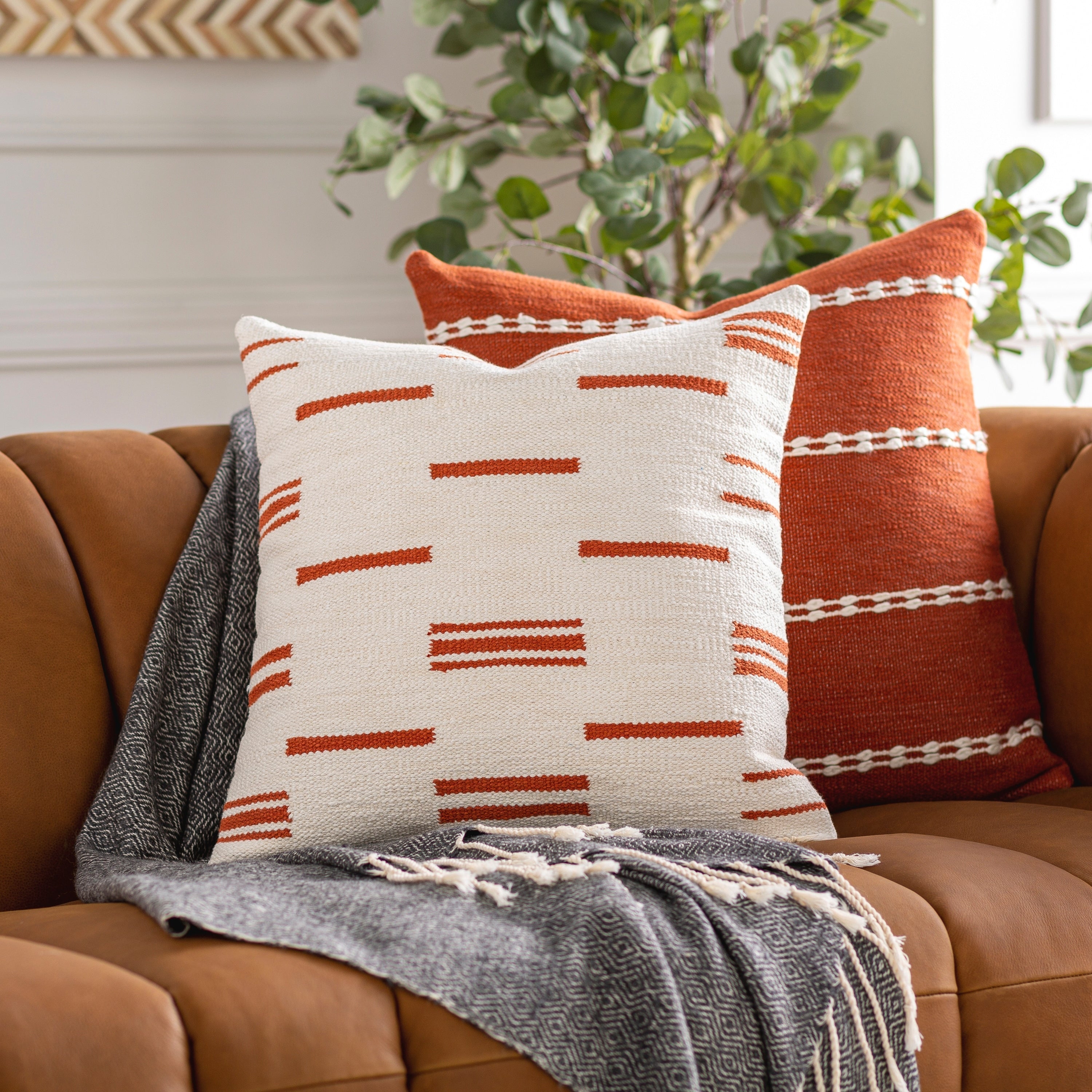 Rhian Broken Stripe Cotton Throw Pillow