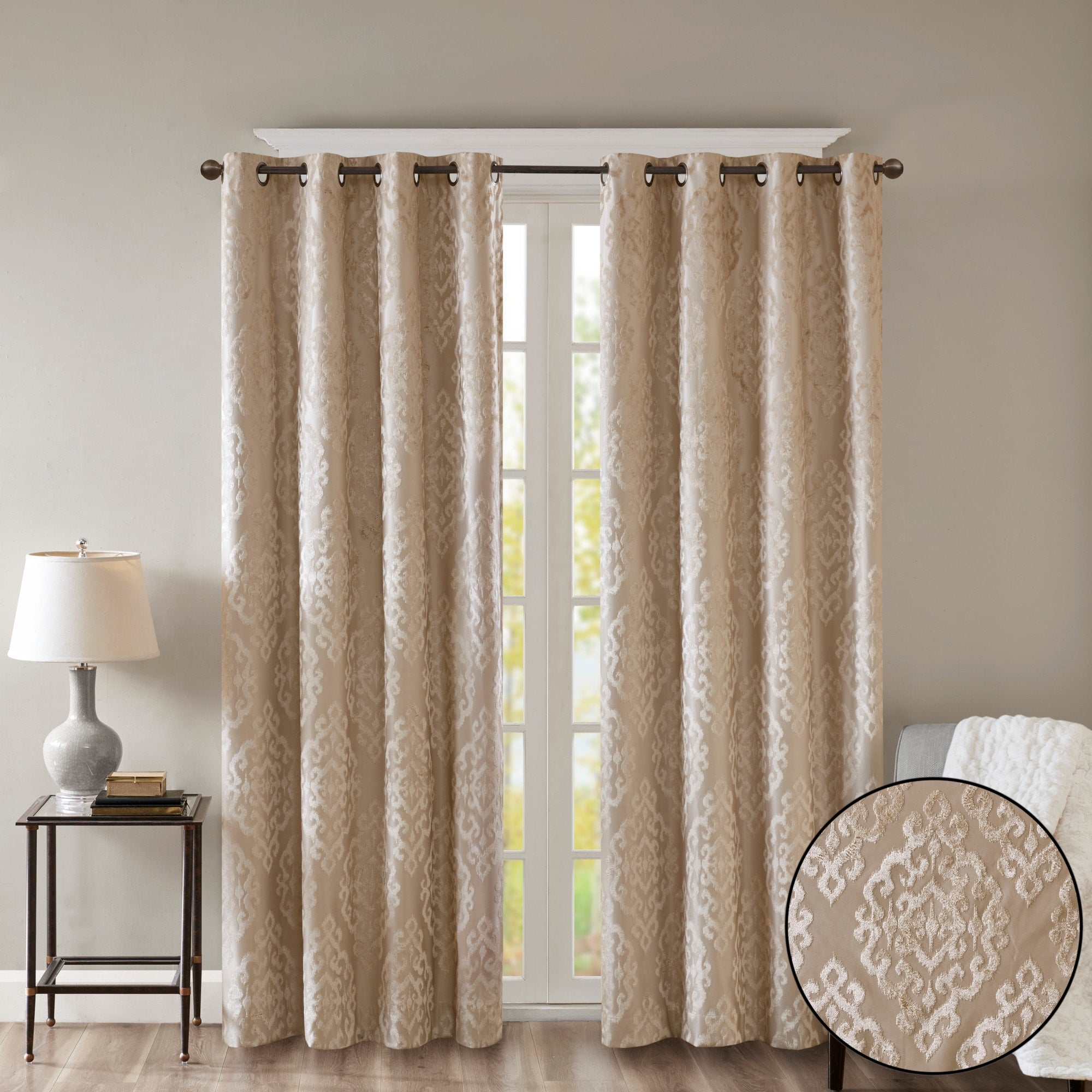 SunSmart Mirage Knitted Jacquard Total Blackout Grommet Window Curtain Panel