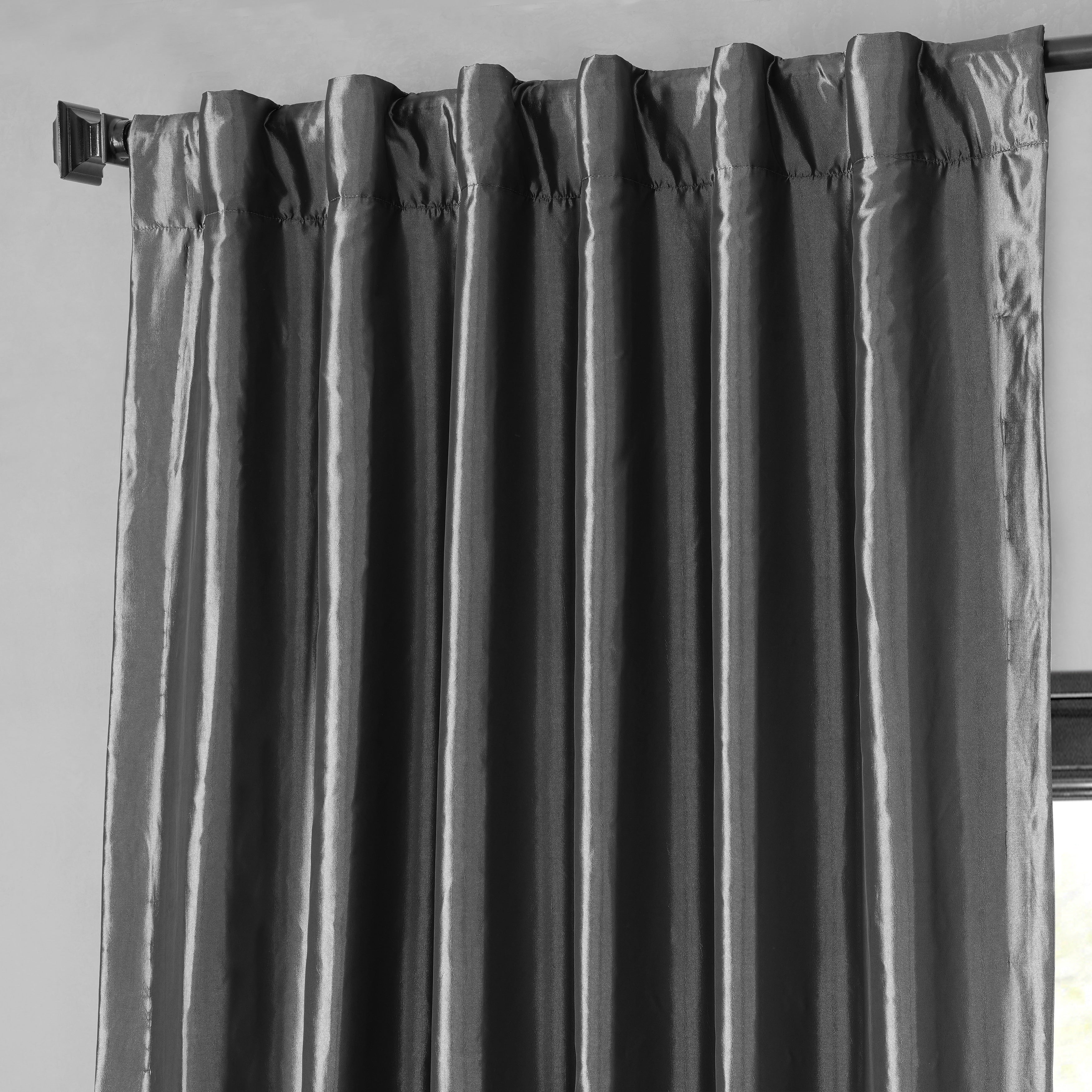 Exclusive Fabric Faux Silk Taffeta Solid Blackout Curtain (1 Panel)