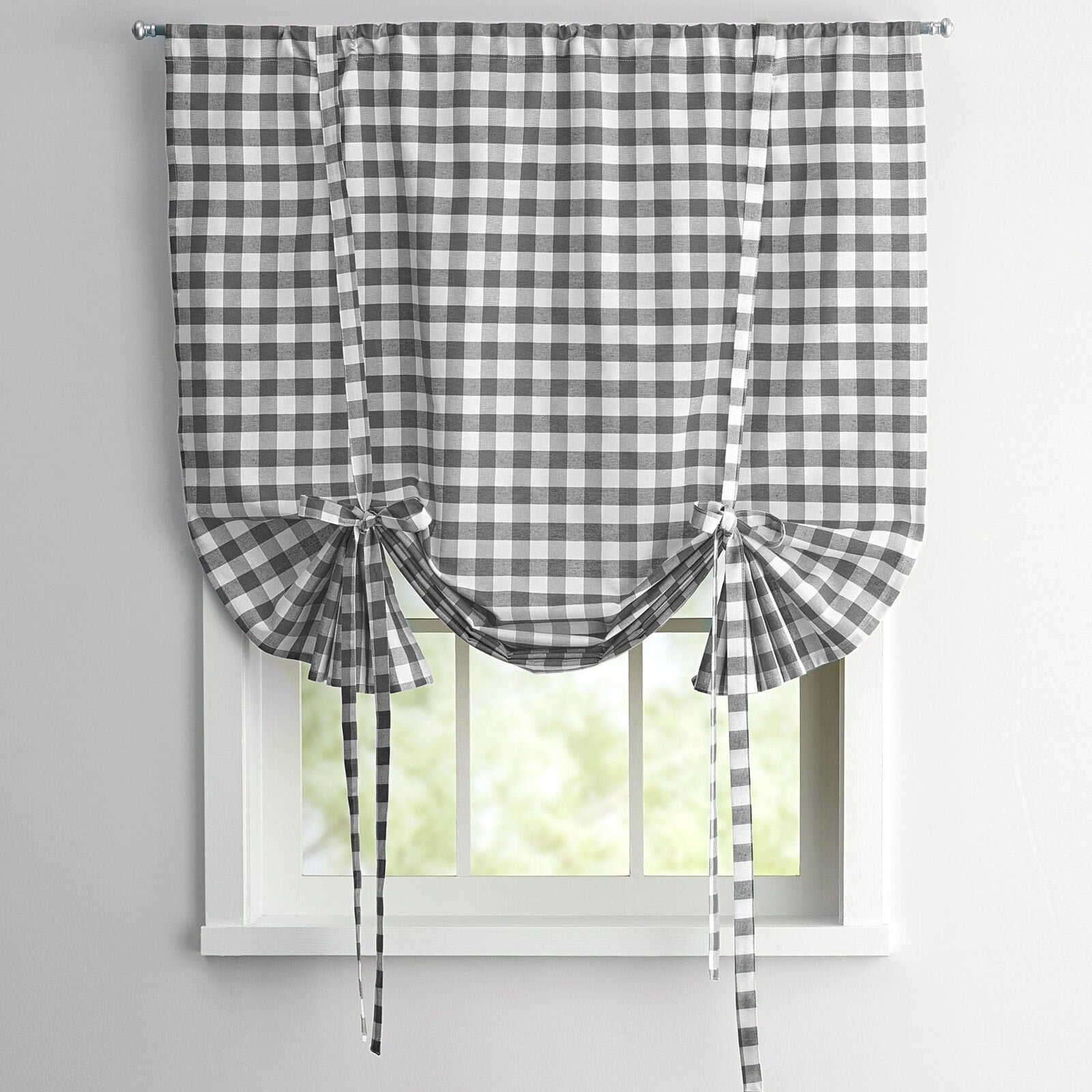 Buffalo Check Gingham Tie Up Window Shade 42 x 63