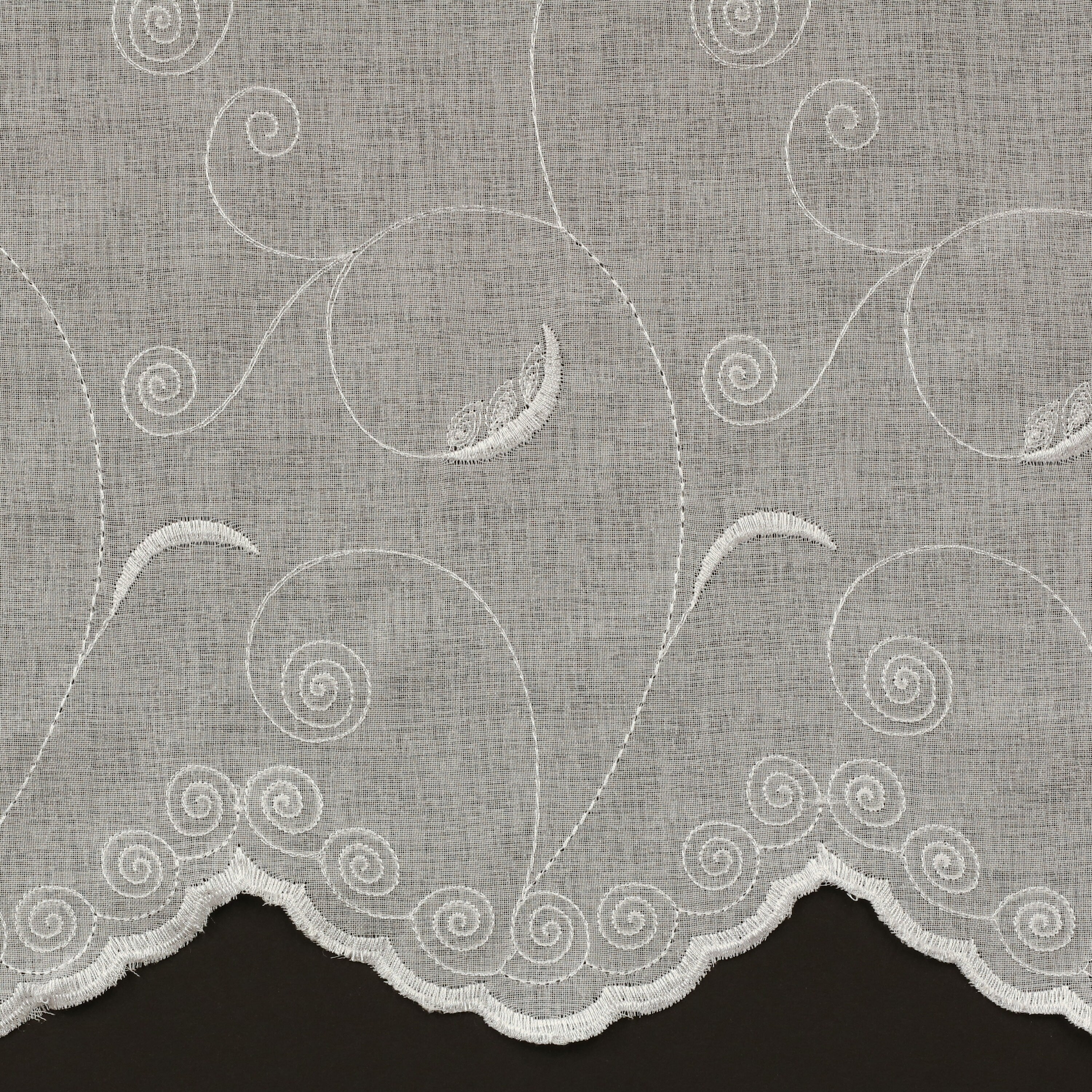 Hathaway Scroll Motif Embroidered Double Scalloped Valance by Habitat - 54 x 17