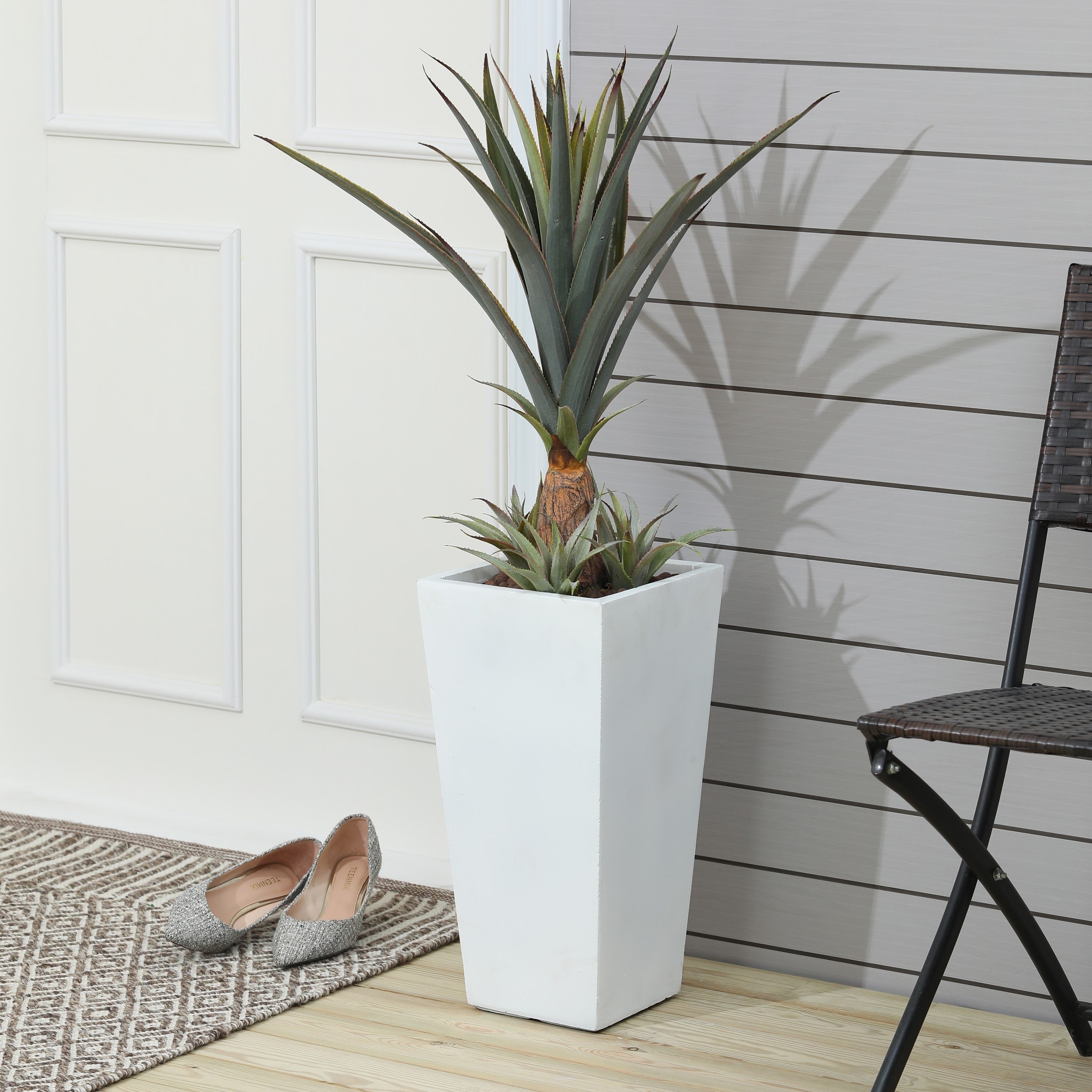 White Tall Square Tapered Indoor & Outdoor Planter