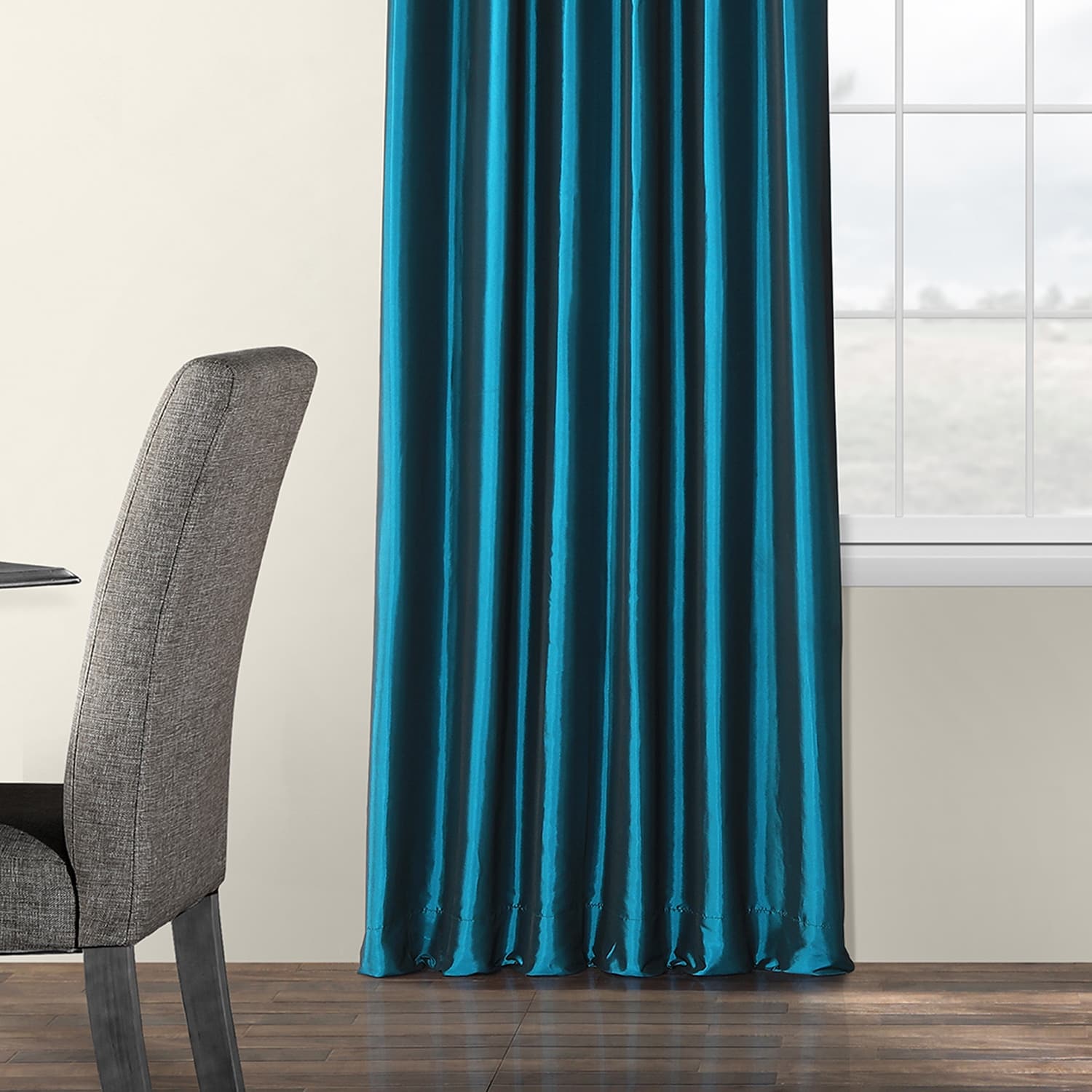 Exclusive Fabric Faux Silk Taffeta Solid Blackout Curtain (1 Panel)