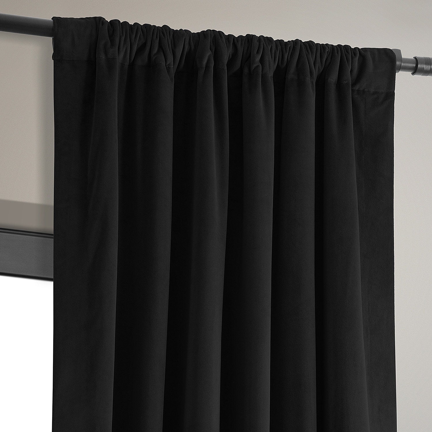 Exclusive Fabrics Signature Warm Black Velvet Single Blackout Curtain Panel