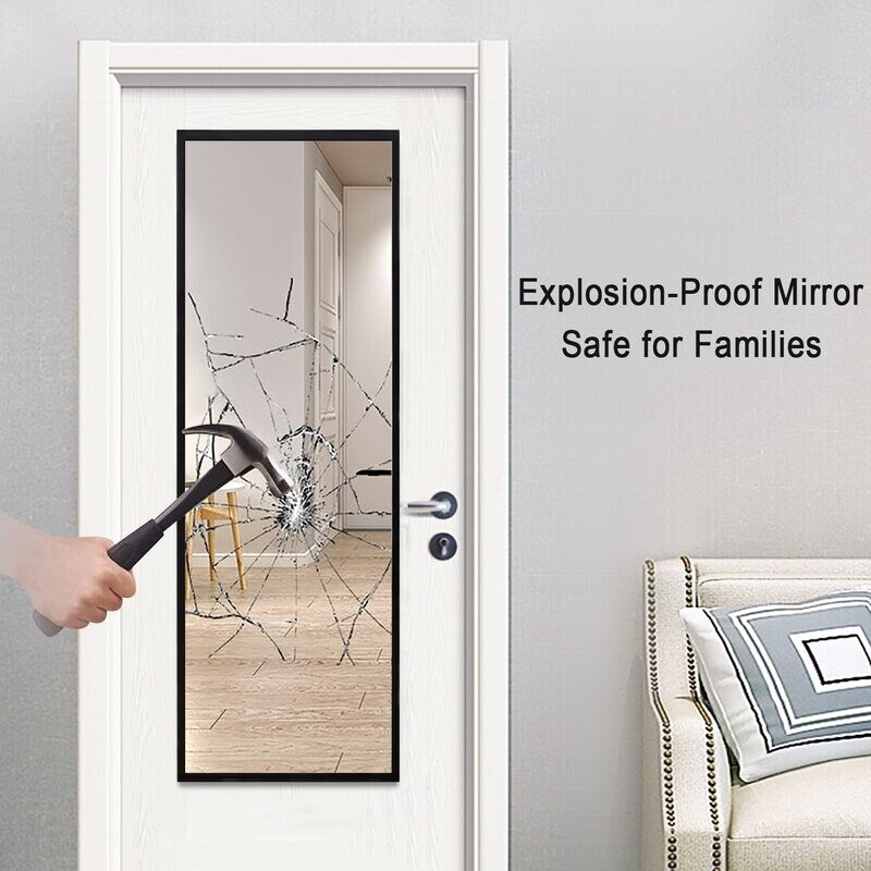 Aluminum Alloy Matte Frame Floor Mirror Dressing Hanging Mirror