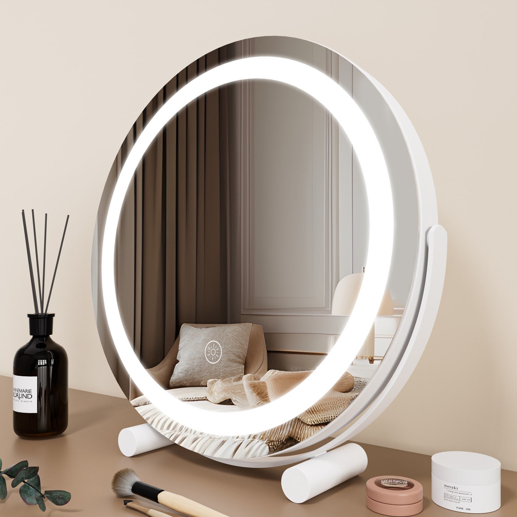 Vanity Mirror Rotation Smart Touch Makeup Mirror with LED Mirror - 12*12