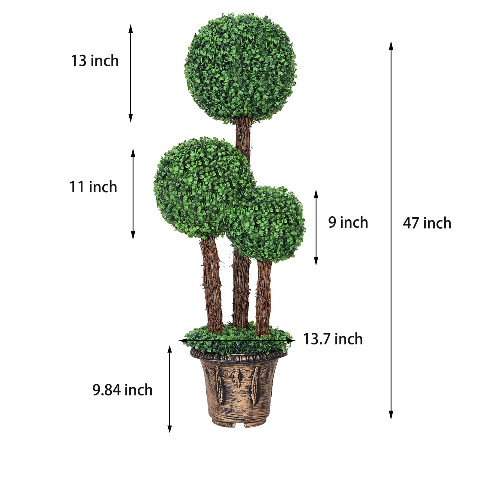 Artificial Topiary Triple Ball Tree Garden Decor with LED light