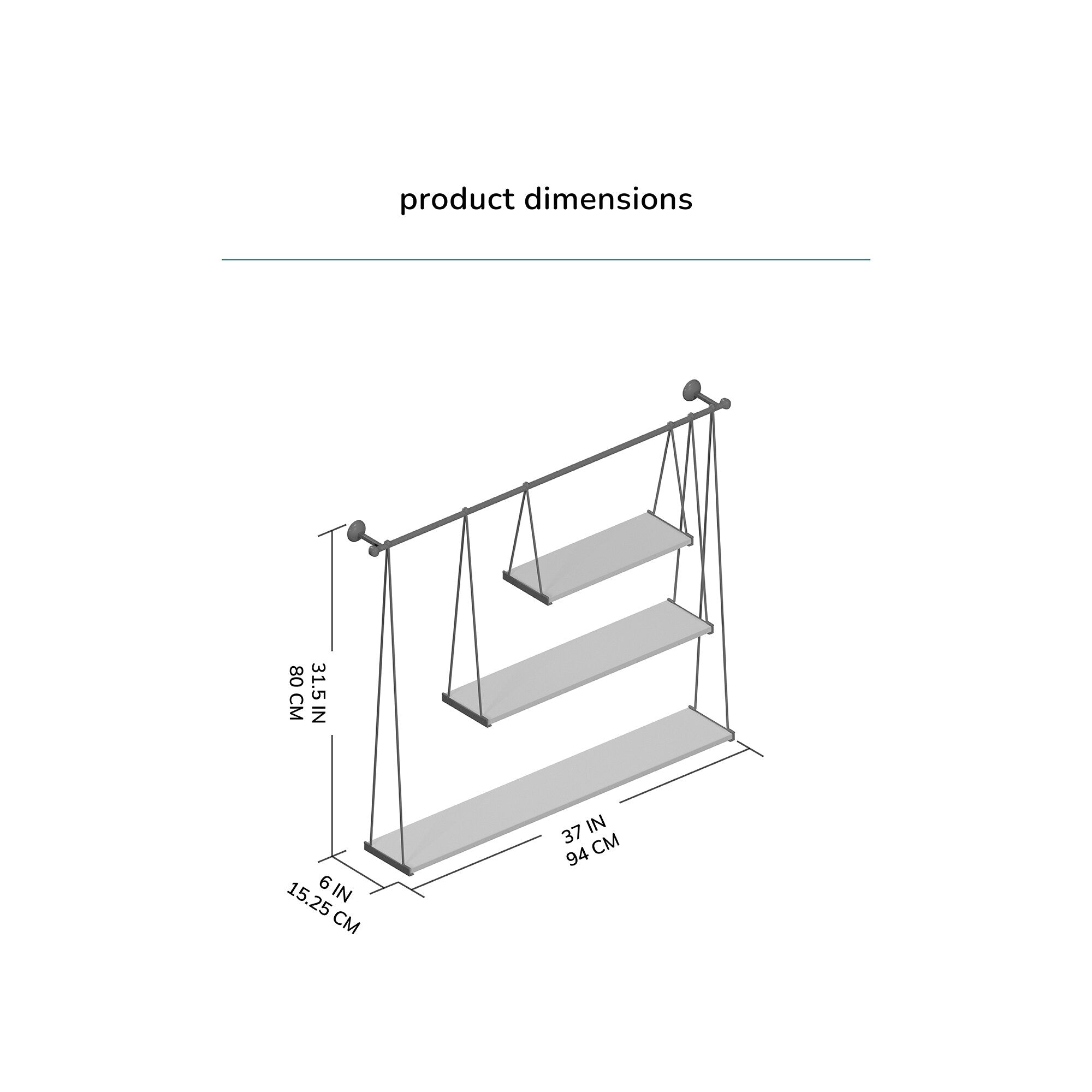 MH London Luna Three Tier Suspended Wall Shelf