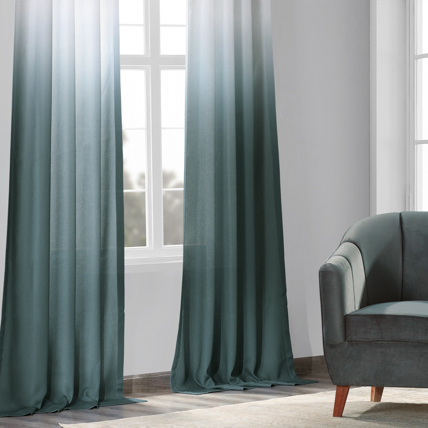 Exclusive Fabrics Ombre Faux Linen Light Filtering Curtains (1 Panel) - Lightweight Elegance, Natural Light Enhancement