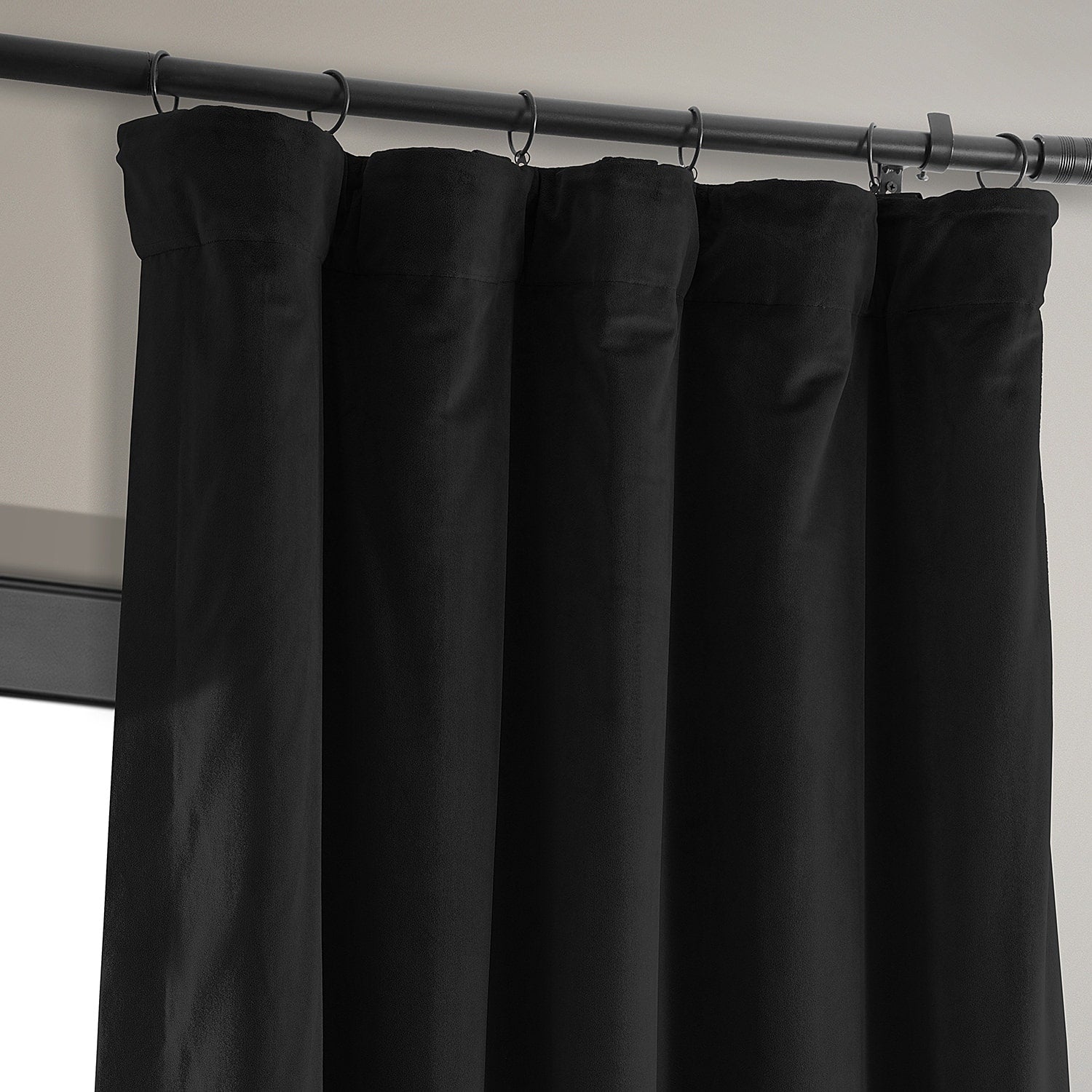 Exclusive Fabrics Signature Warm Black Velvet Single Blackout Curtain Panel