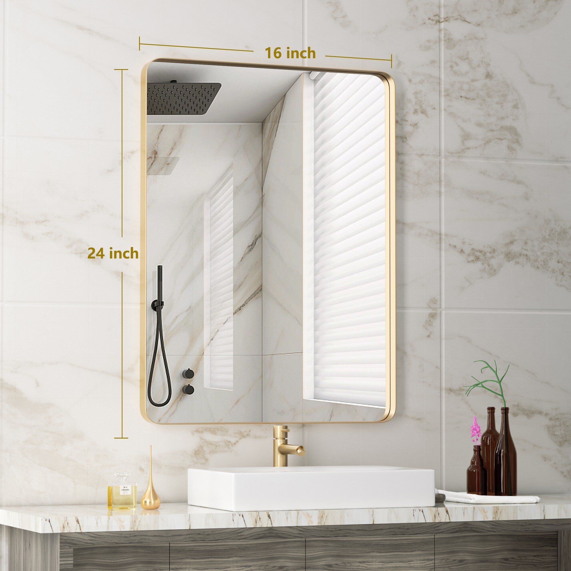 Stainless Steel Rectangular Mirror, Bathroom Mirror, Dressing Mirror, Wall Mirror, Decorative Mirror