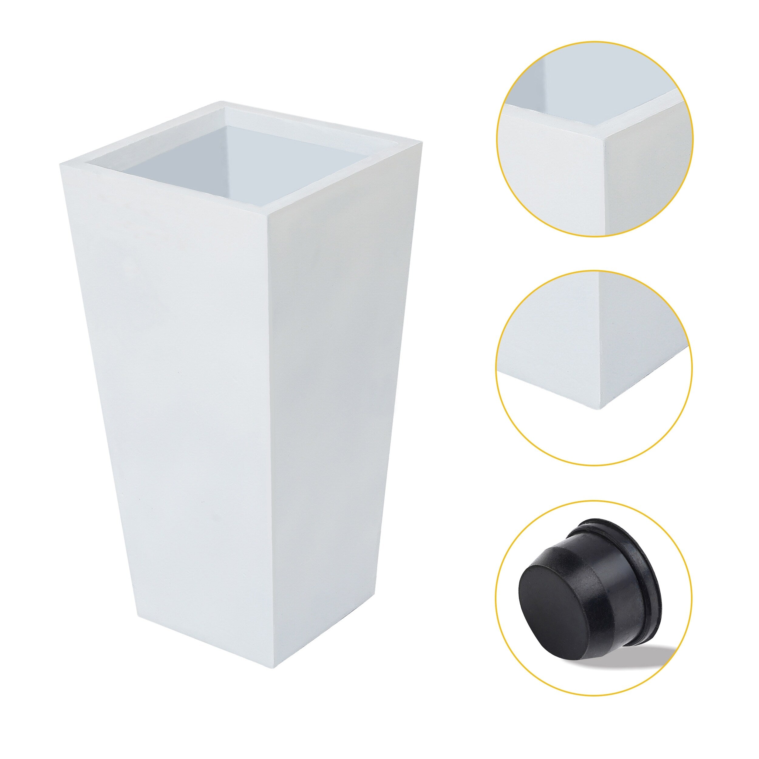 White Tall Square Tapered Indoor & Outdoor Planter