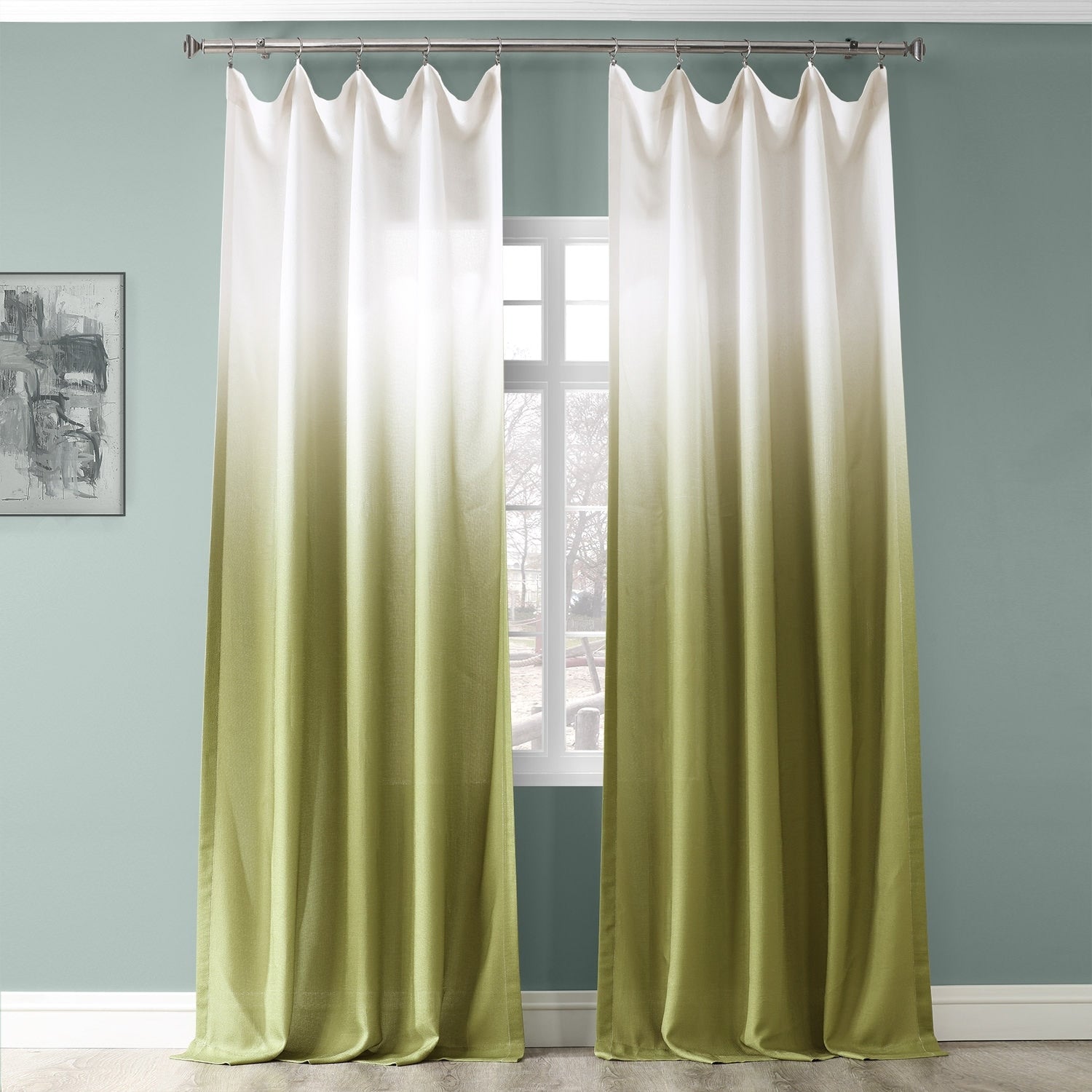 Exclusive Fabrics Ombre Faux Linen Light Filtering Curtains (1 Panel) - Lightweight Elegance, Natural Light Enhancement