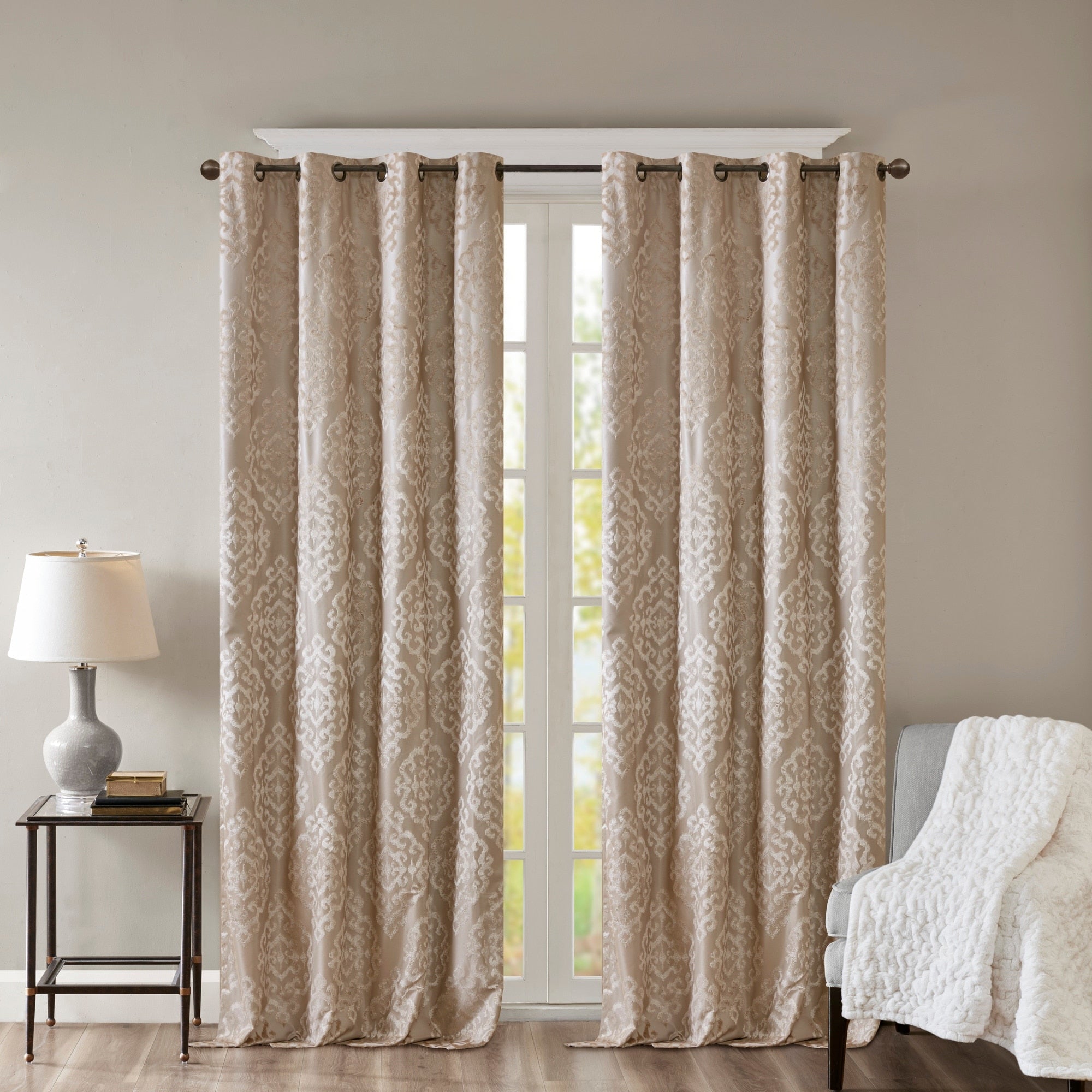 SunSmart Mirage Knitted Jacquard Total Blackout Grommet Window Curtain Panel