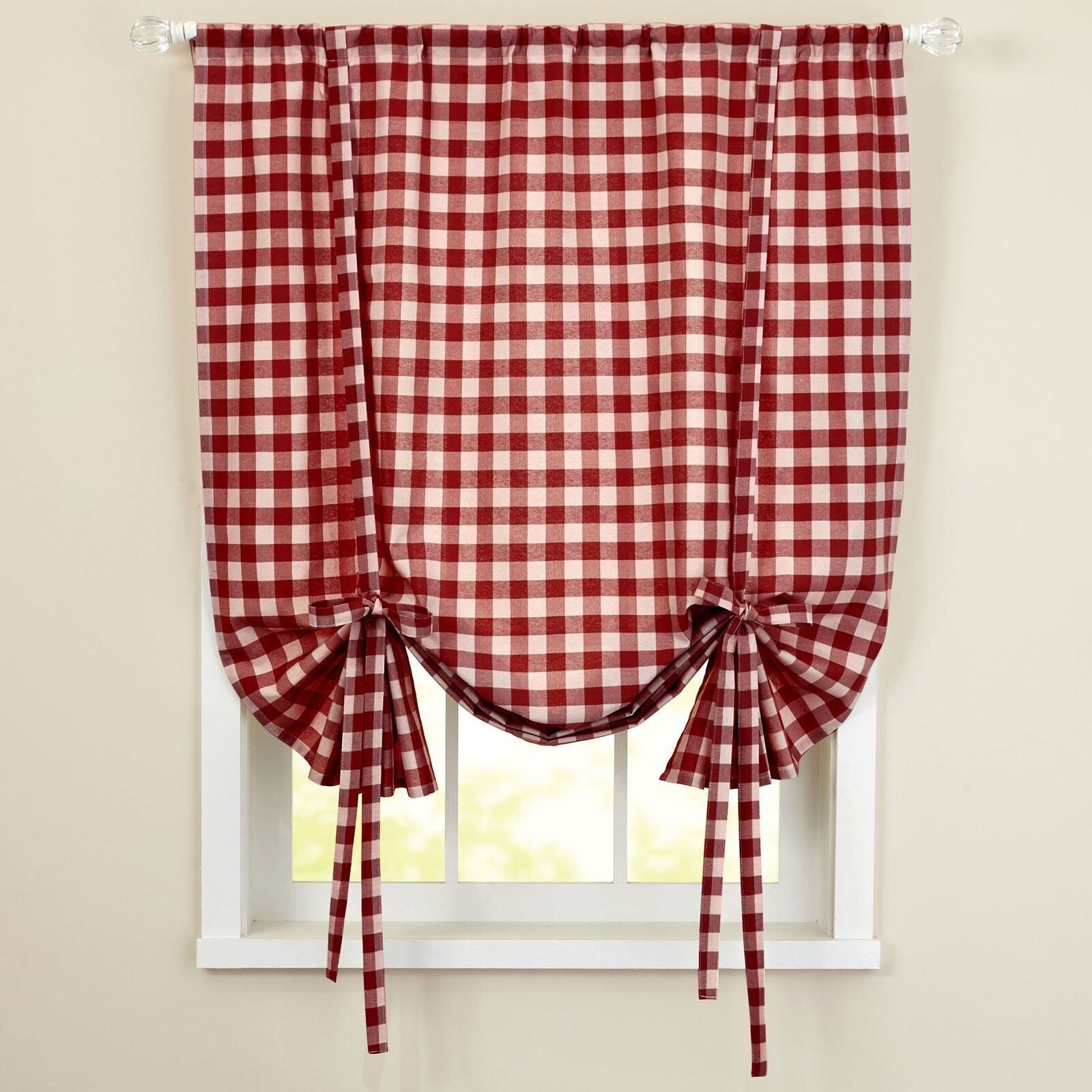 Buffalo Check Gingham Tie Up Window Shade 42 x 63