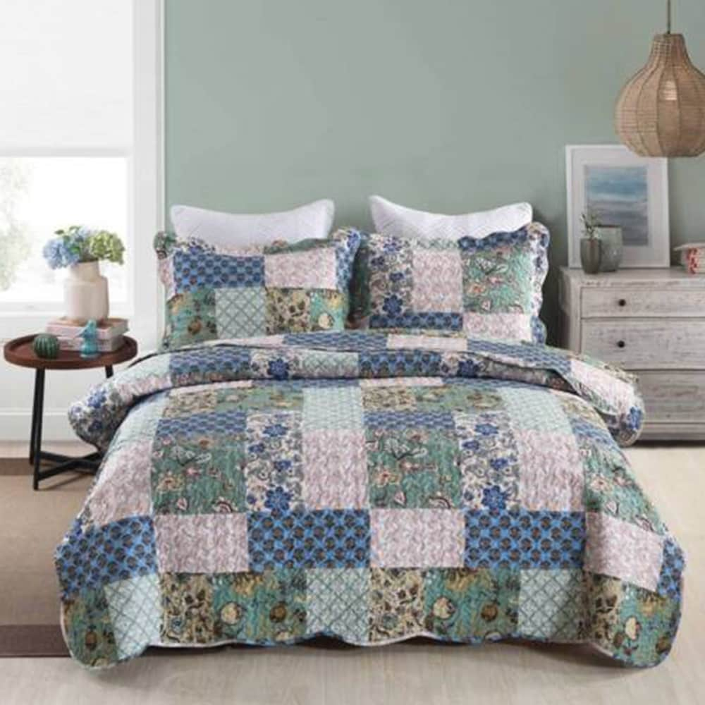 3Pcs Printed Quilts Bedspreads Set Bedding Coverlet Set King