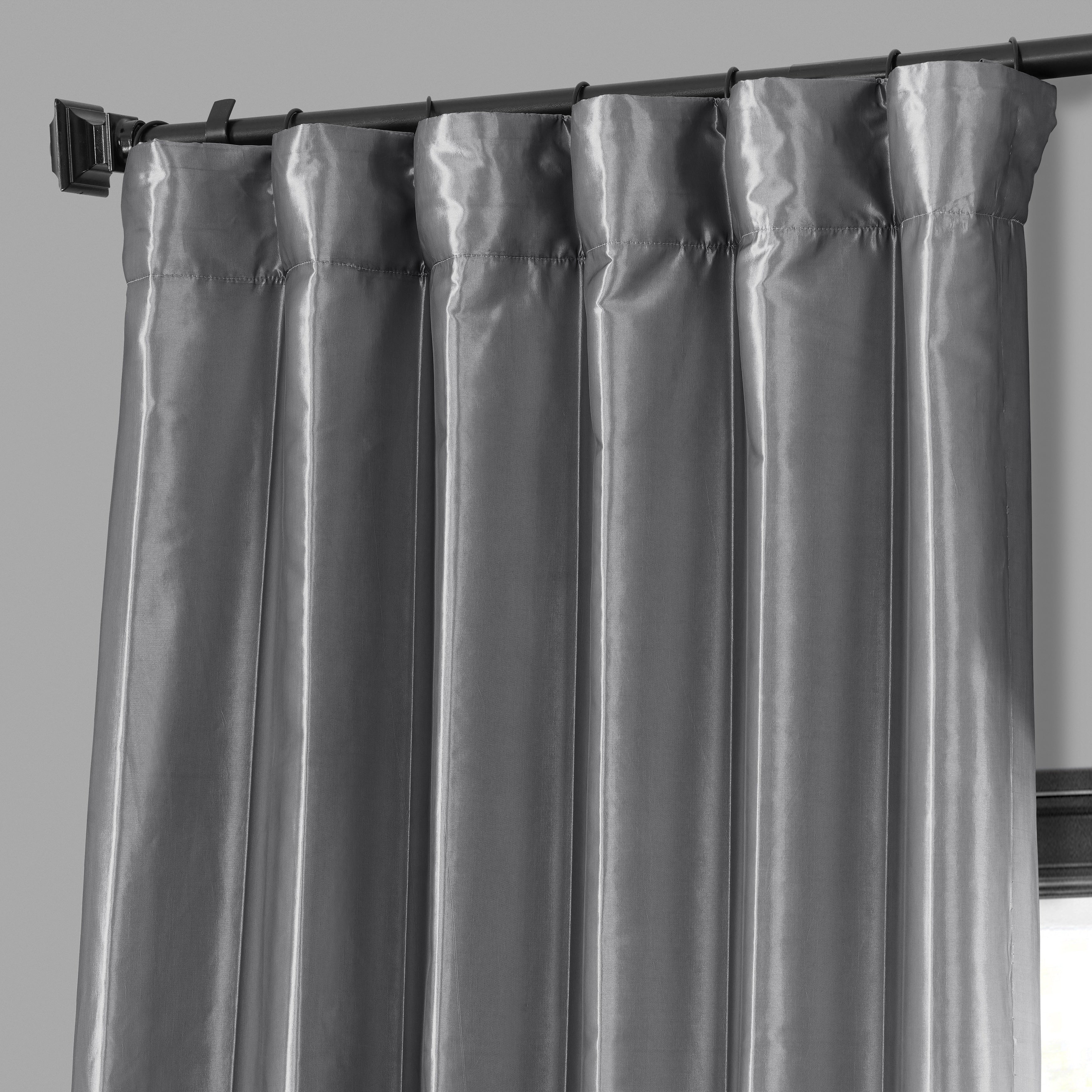 Exclusive Fabric Faux Silk Taffeta Solid Blackout Curtain (1 Panel)