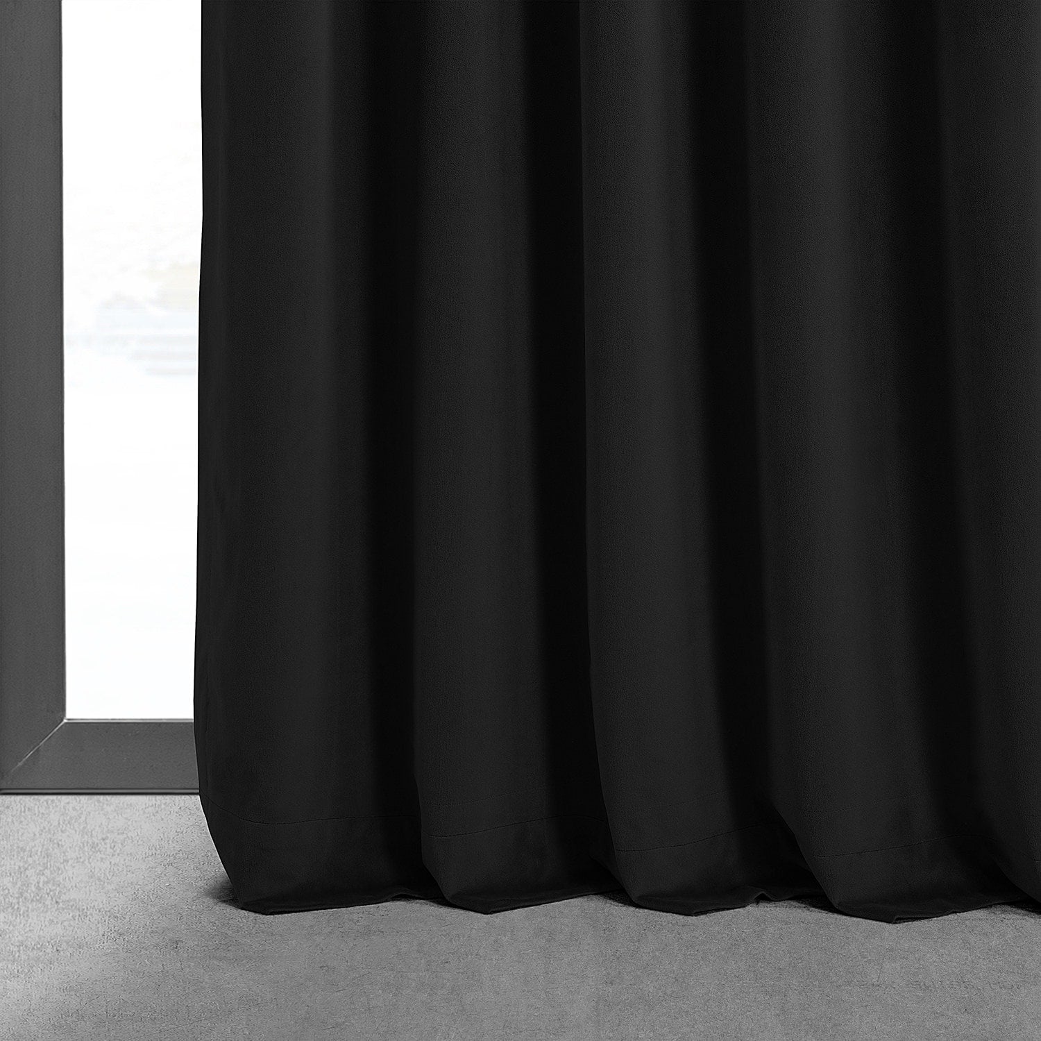 Exclusive Fabrics Signature Warm Black Velvet Single Blackout Curtain Panel