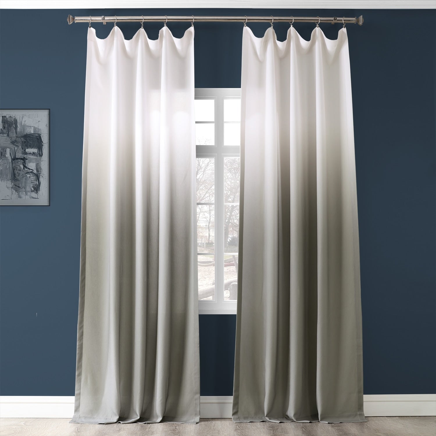 Exclusive Fabrics Ombre Faux Linen Light Filtering Curtains (1 Panel) - Lightweight Elegance, Natural Light Enhancement