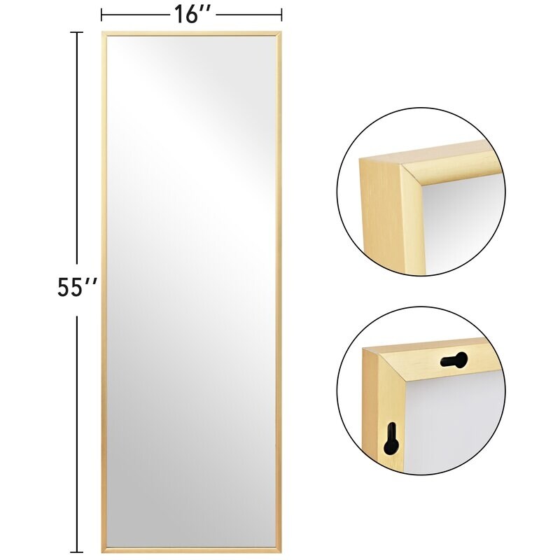 Aluminum Alloy Matte Frame Floor Mirror Dressing Hanging Mirror