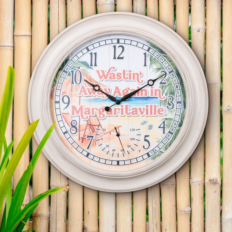 La Crosse 433-3267MVT 26.2 Outdoor Whitewash Margaritaville Clock