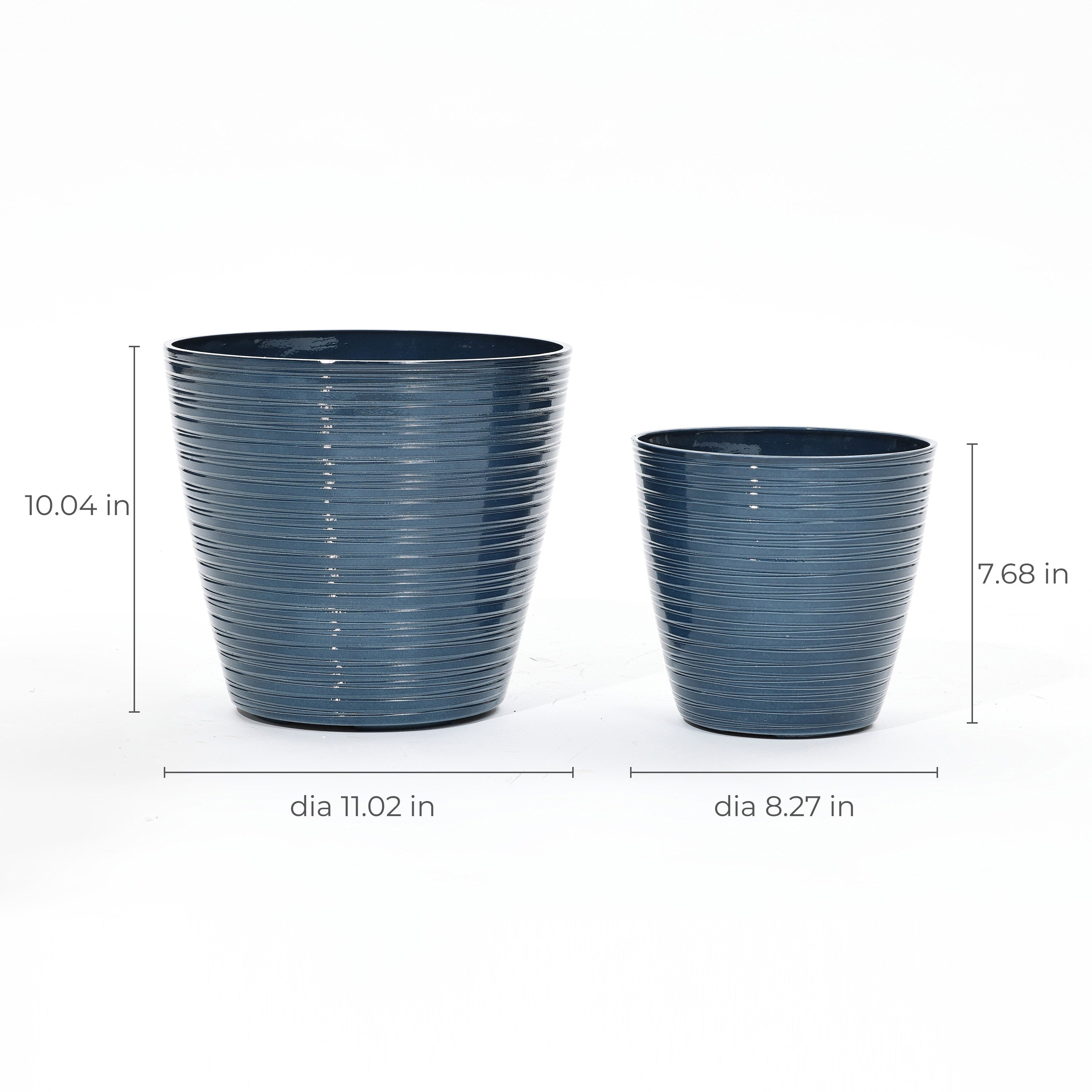 2-Piece HDPE Tapered Round Plastic Pot Planters Set