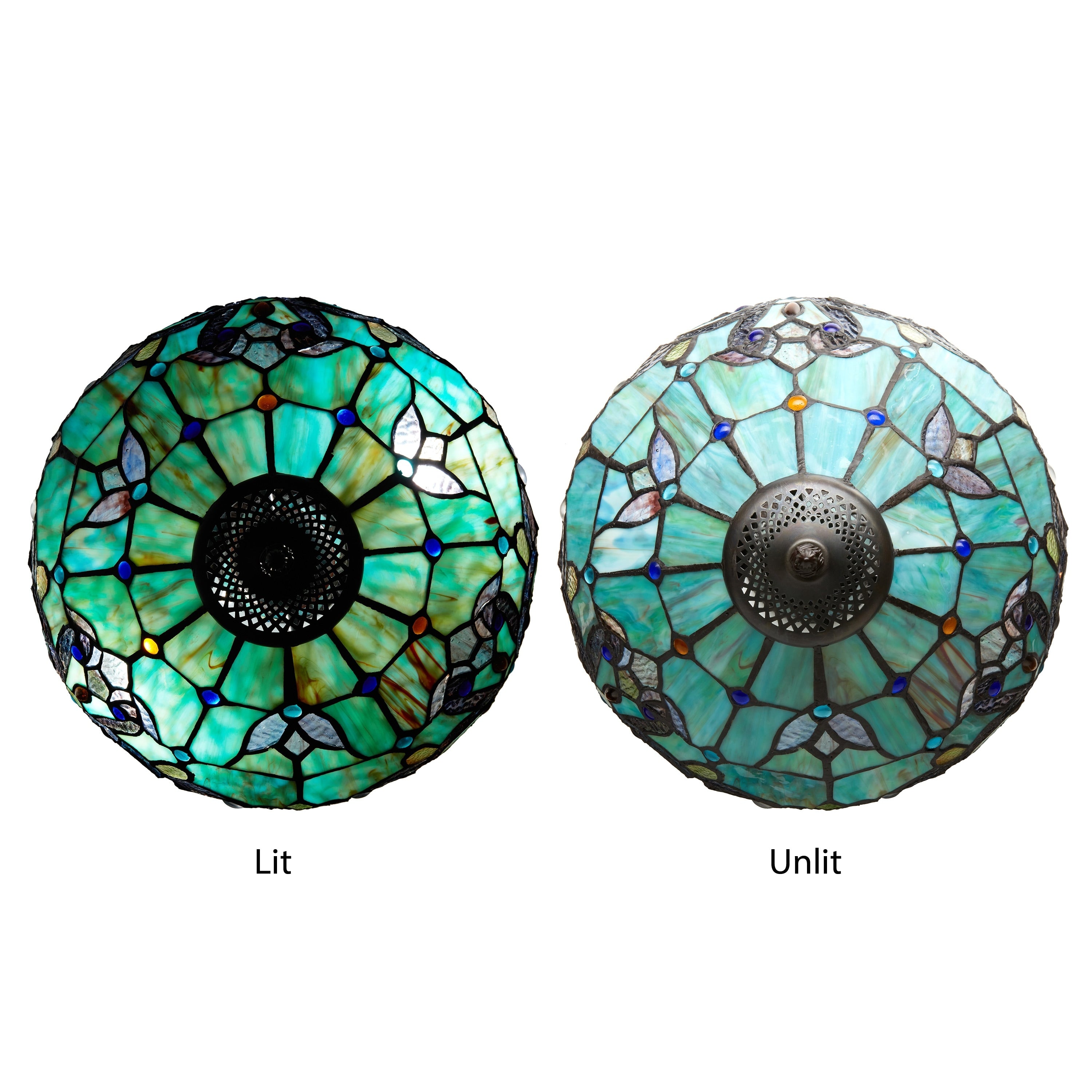 Gracewood Hollow Khelladi 20H Stained Glass Multicolored Magna Carta Table Lamp - 14L x 14W x 20H