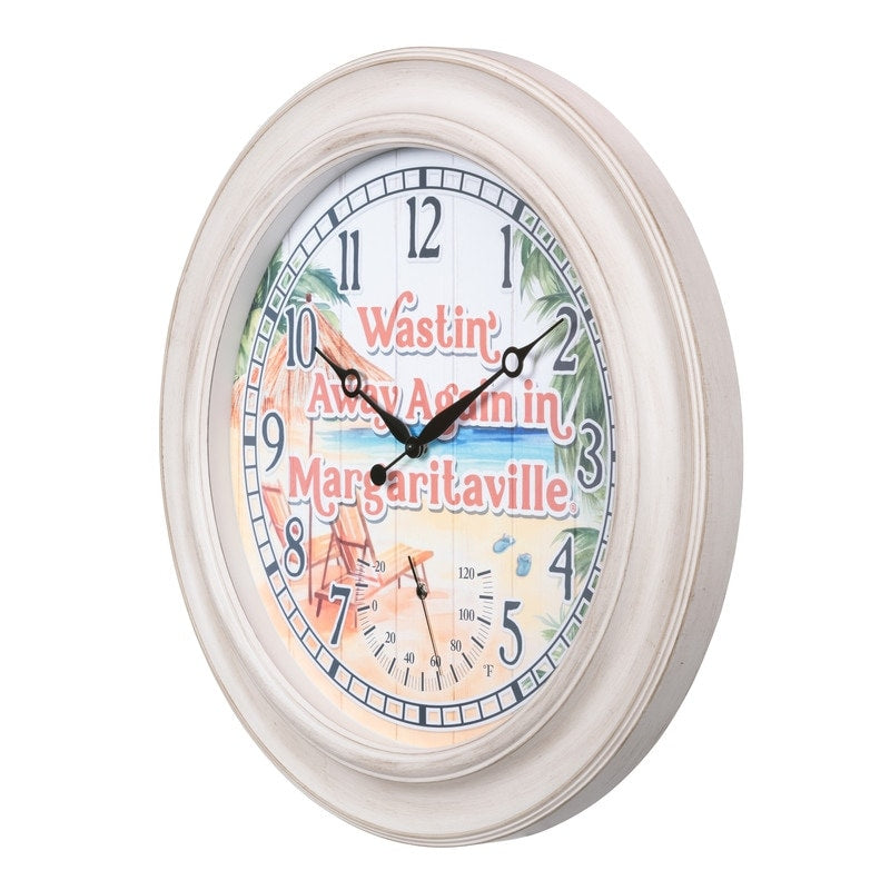 La Crosse 433-3267MVT 26.2 Outdoor Whitewash Margaritaville Clock