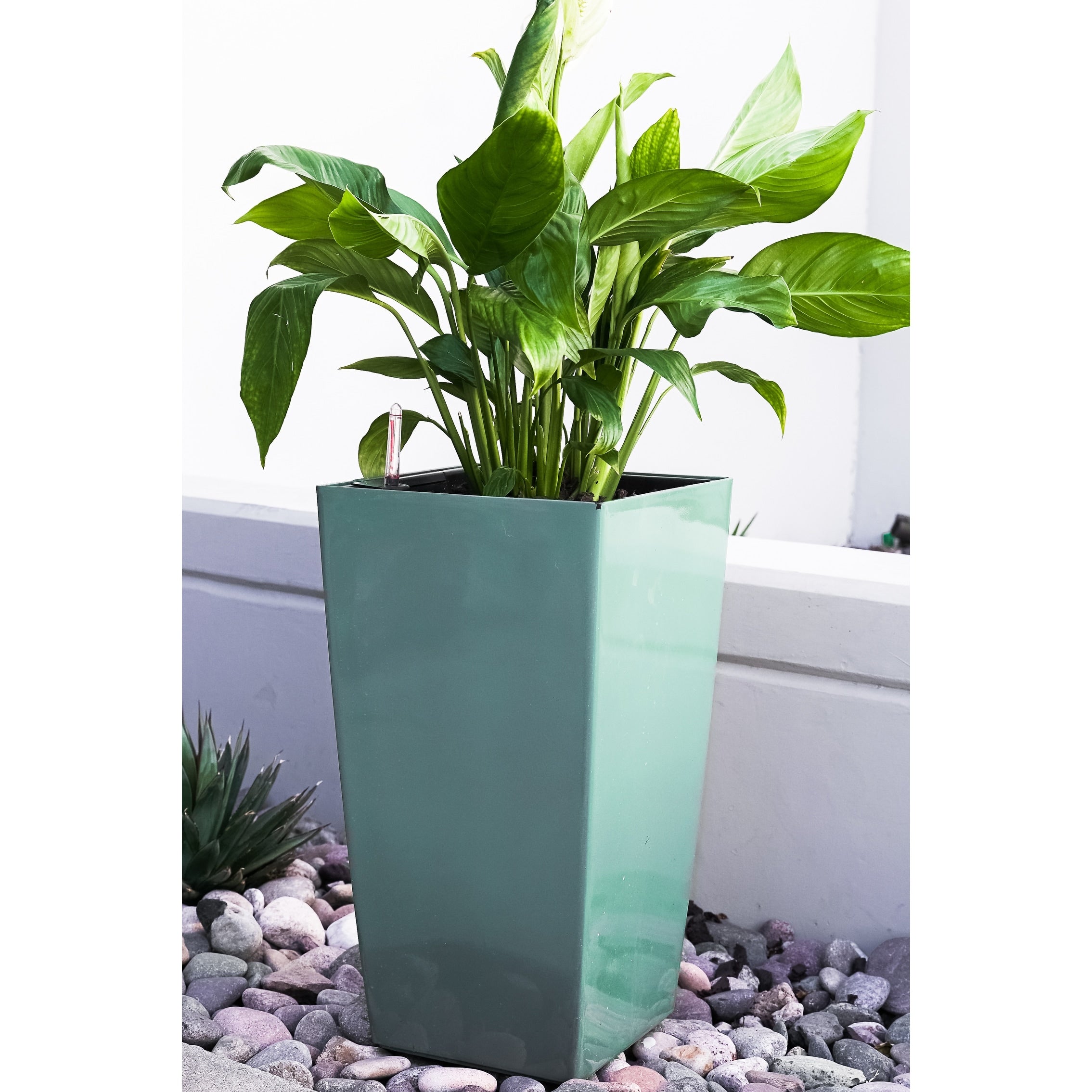 XBrand 22.4 H Plastic Self Watering Indoor Outdoor Square Planter Pot, Tall Decorative Gardening Pot, Home Décor Accent