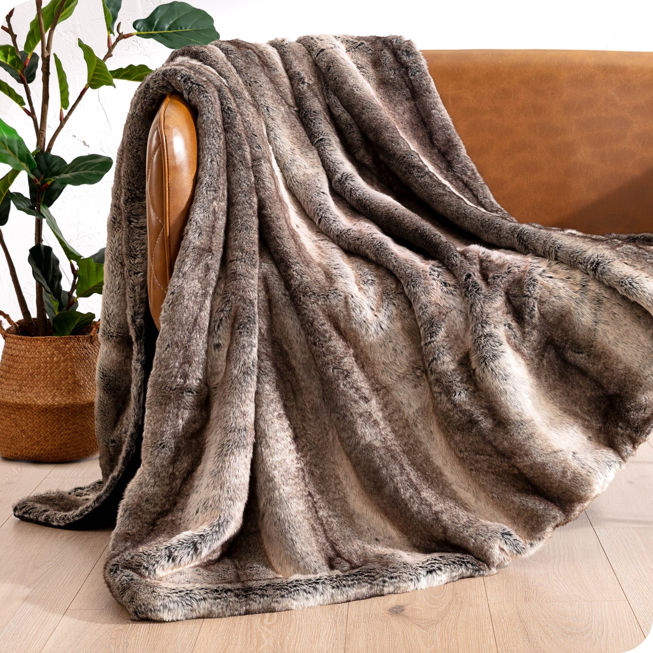 Bare Home Faux Fur Blanket - Ultra-Soft Blanket - Luxurious Fuzzy Warm